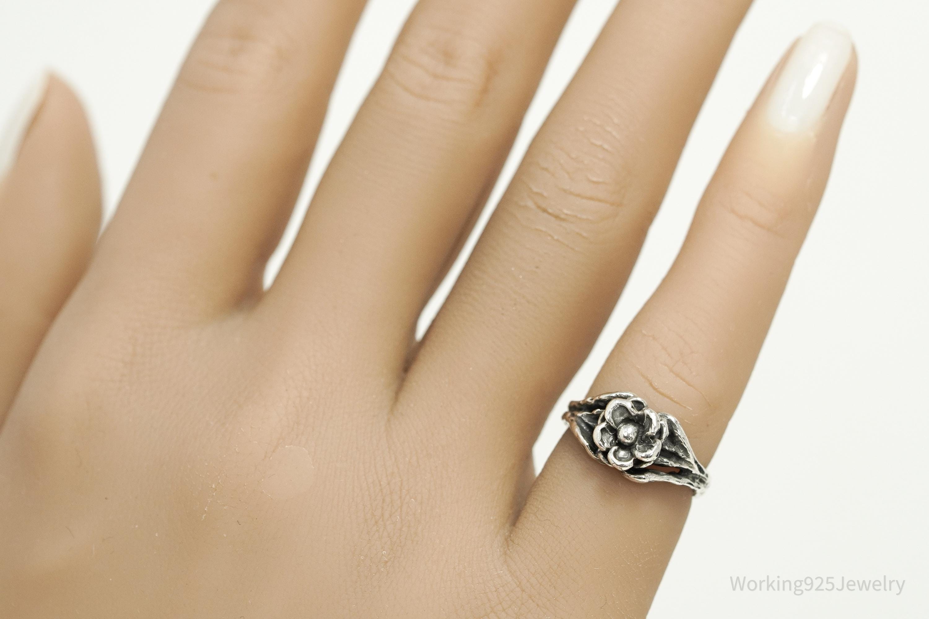 RARE Vintage JAMES AVERY Retired Flower Sterling Silver Ring Size 4.25