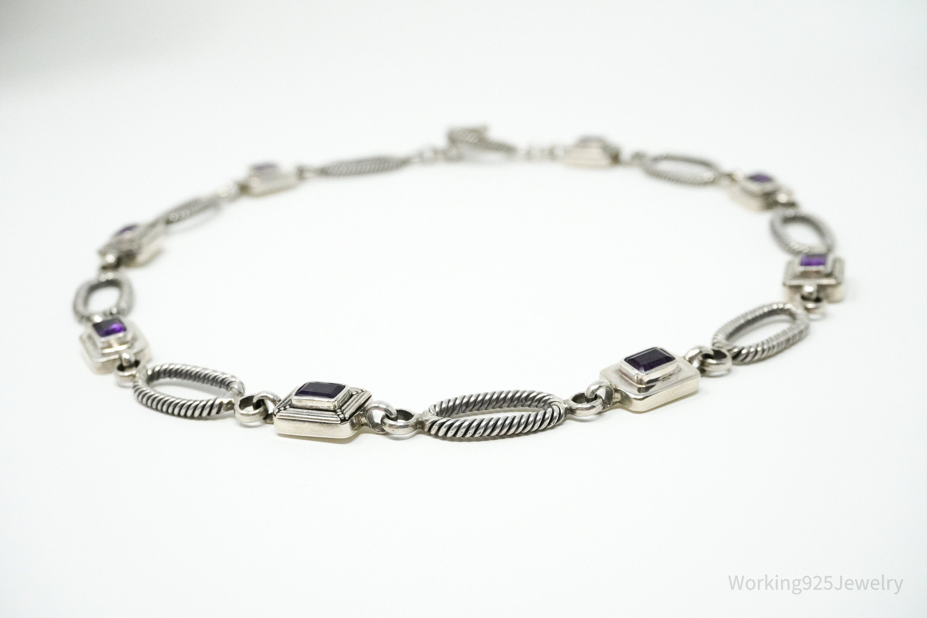 Vintage Designer Amethyst Sterling Silver Necklace 18"