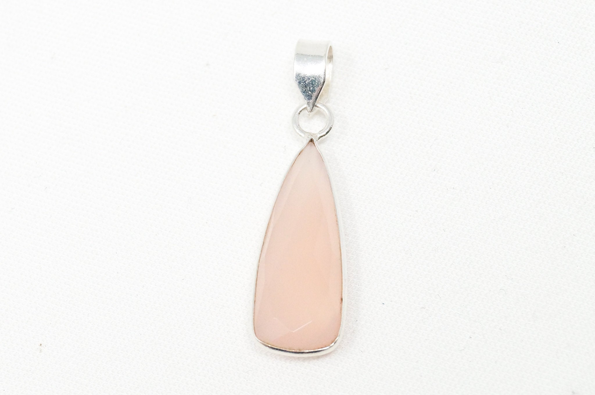 Vintage Designer TGGC Rose Quartz Art Deco Sterling Silver Necklace Pendant