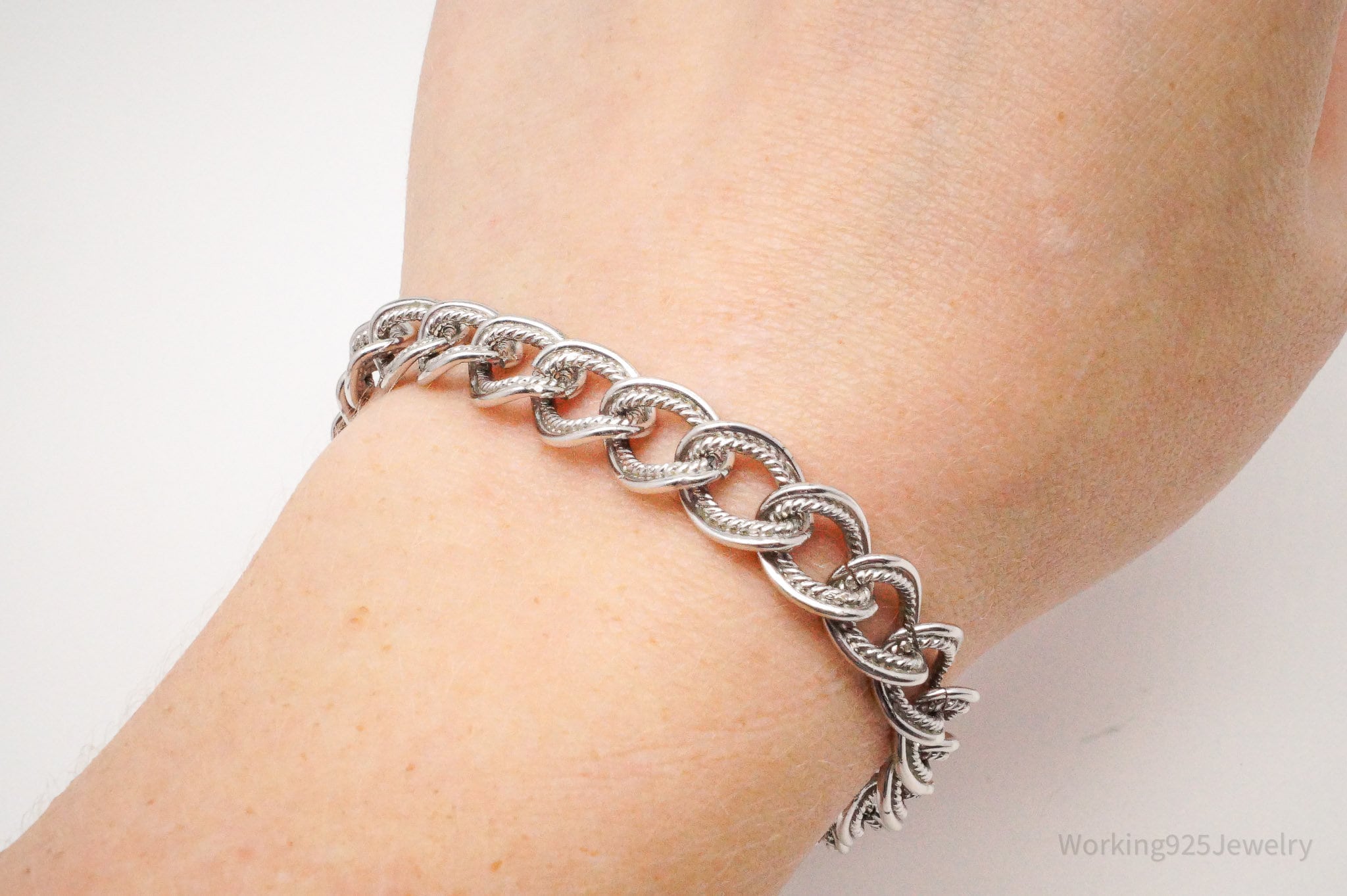 Antique Beau Sterling Silver Chain Bracelet - 7 5/8"