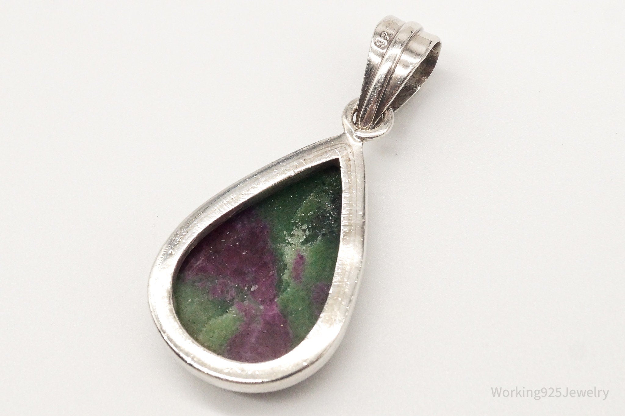 Vintage Large Anyolite Ruby-Zoisite Sterling Silver Pendant