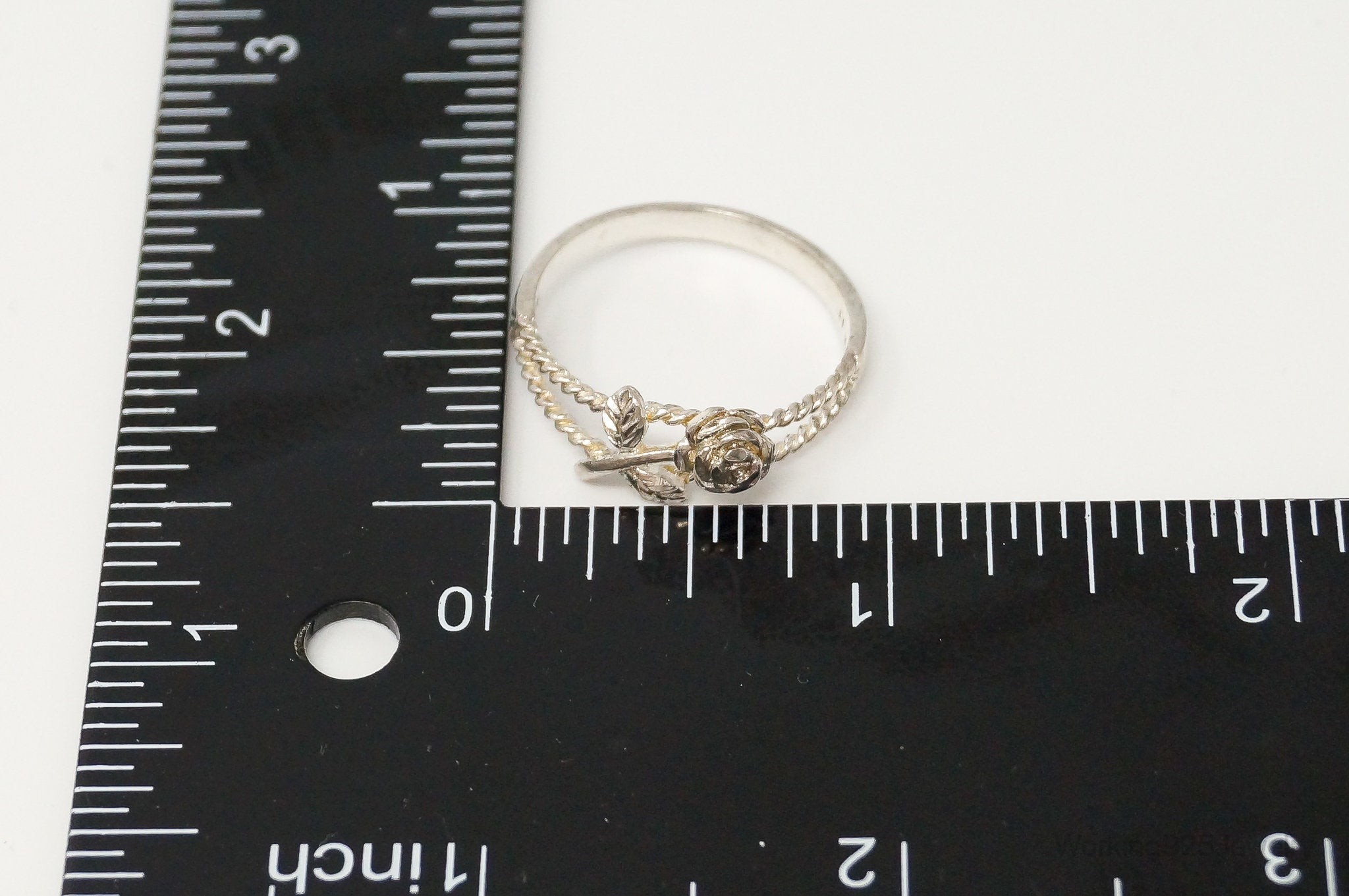 Vintage Designer NV Rose Sterling Silver Ring - Size 11