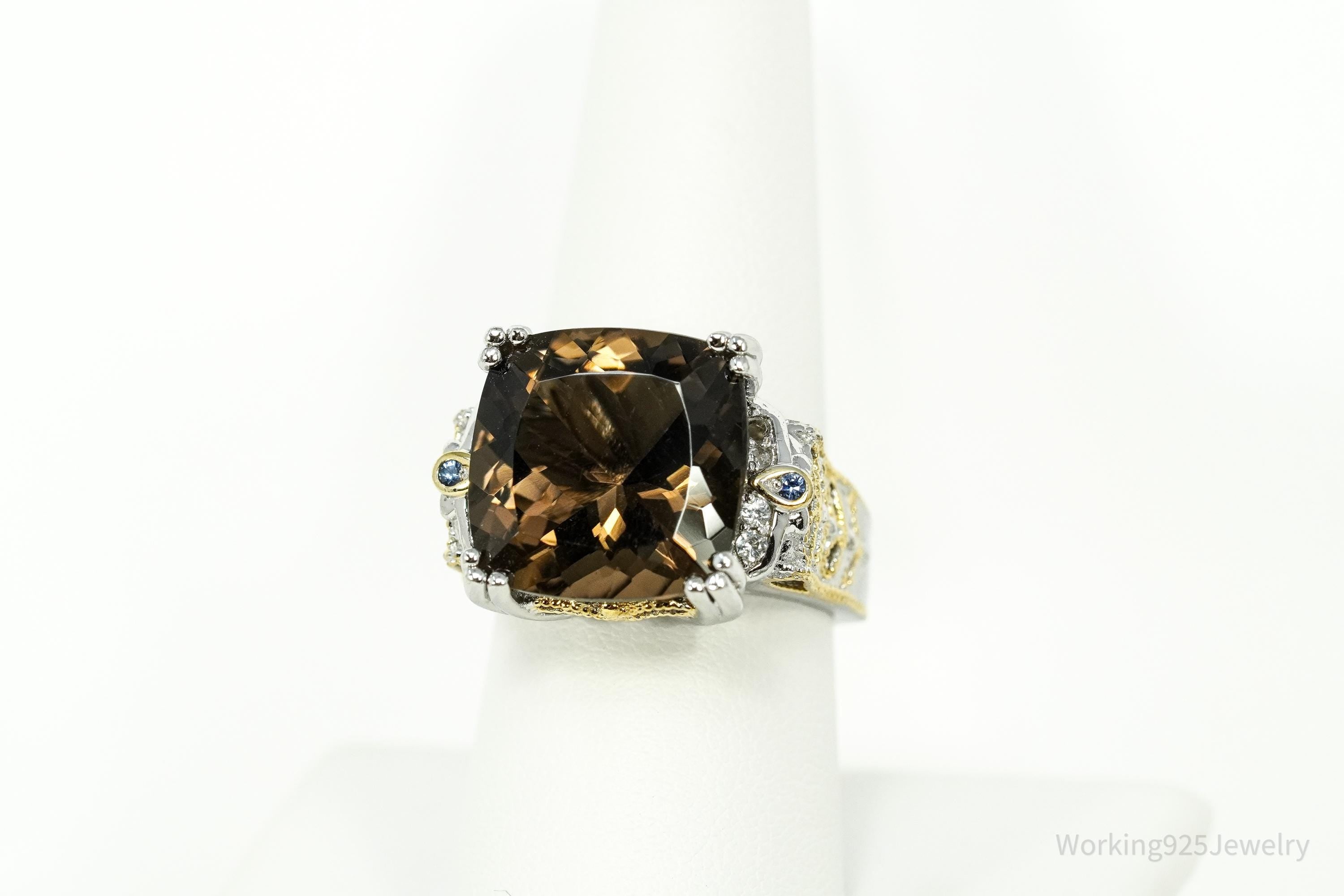 Michael Valitutti Gems en Vogue Smoky Quartz 24K Gold Sterling Silver Ring - Size 8