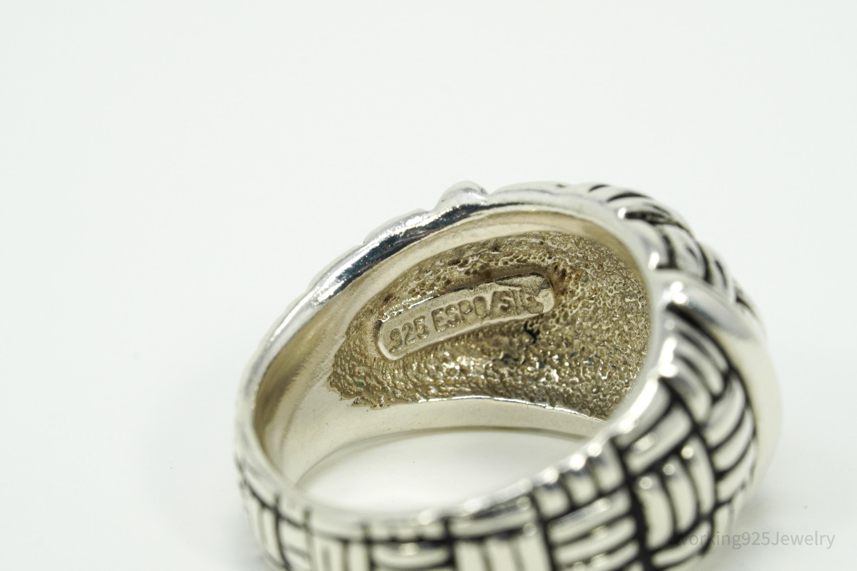Vintage Joseph Esposito Sig Basket Weave Sterling Silver Band Ring - Size 6