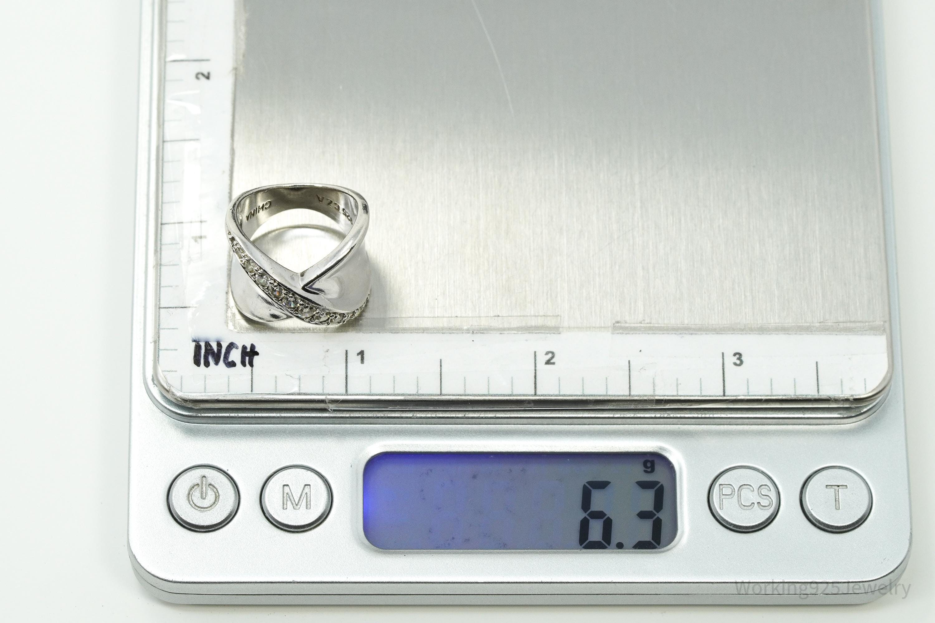 Vintage Cubic Zirconia Sterling Silver Ring - Size 5