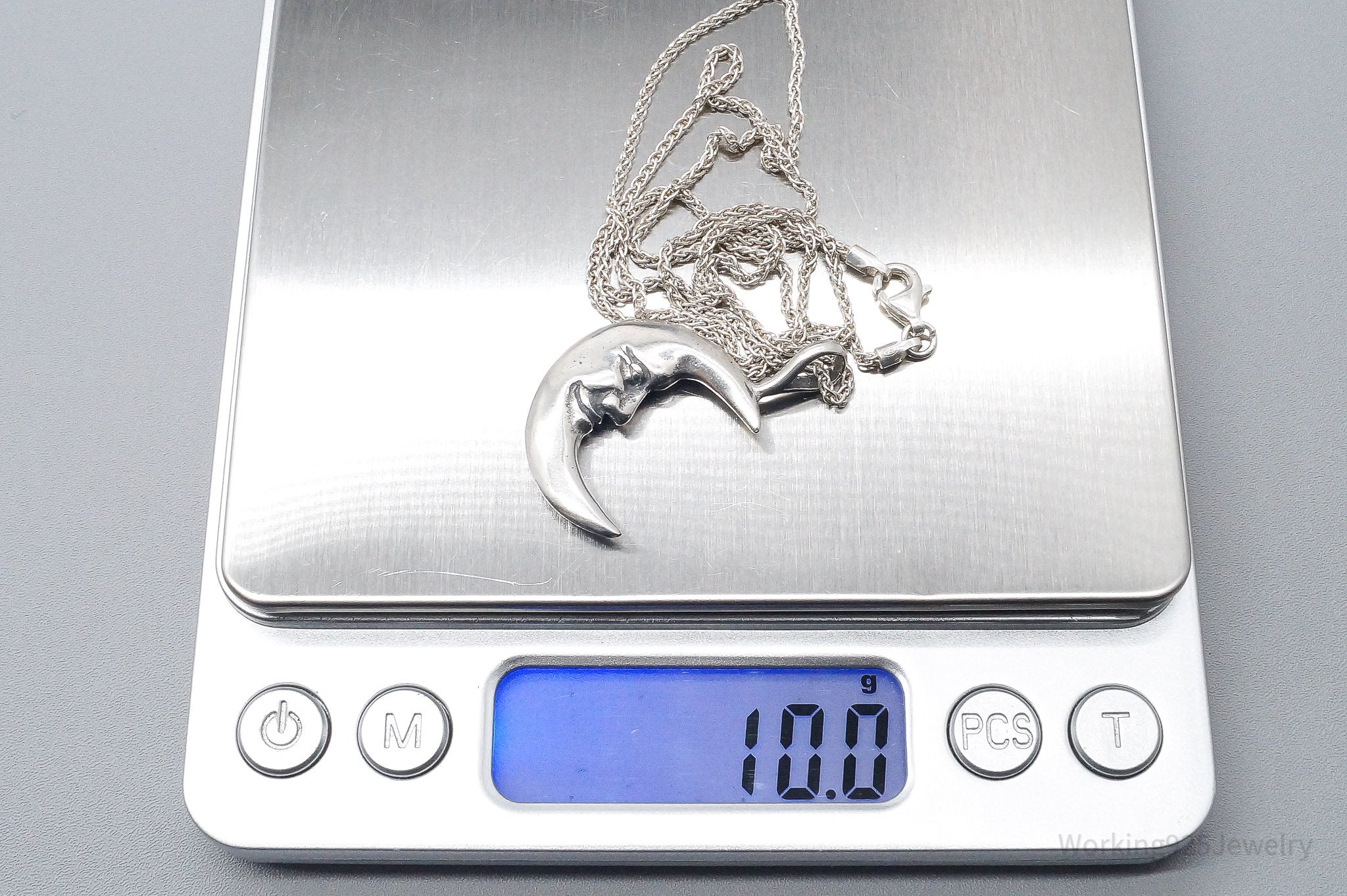 Vintage 1991 Smiling Moon Sterling Silver Necklace 20"