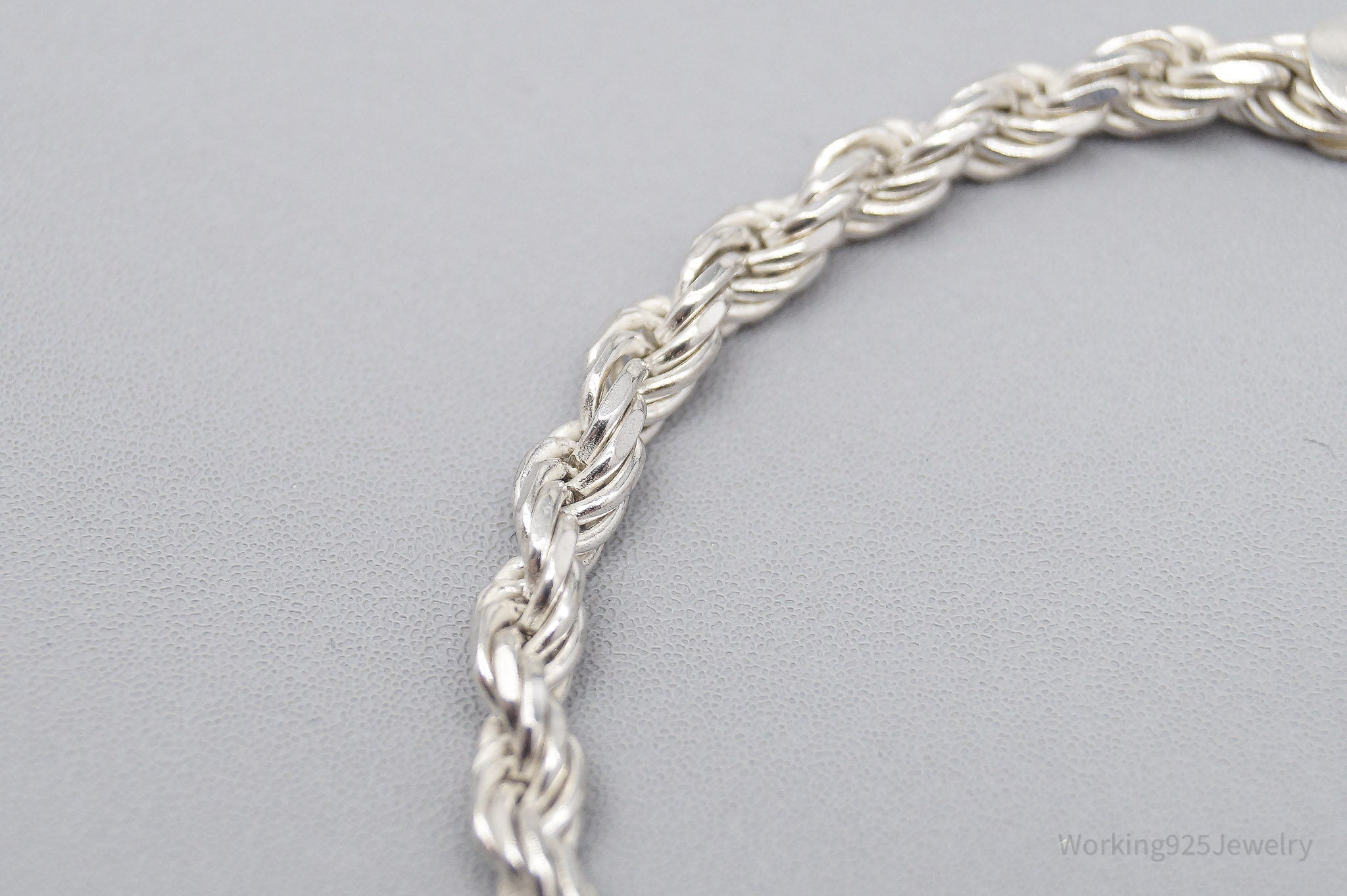 Vintage Italian Rope Chain Sterling Silver Bracelet