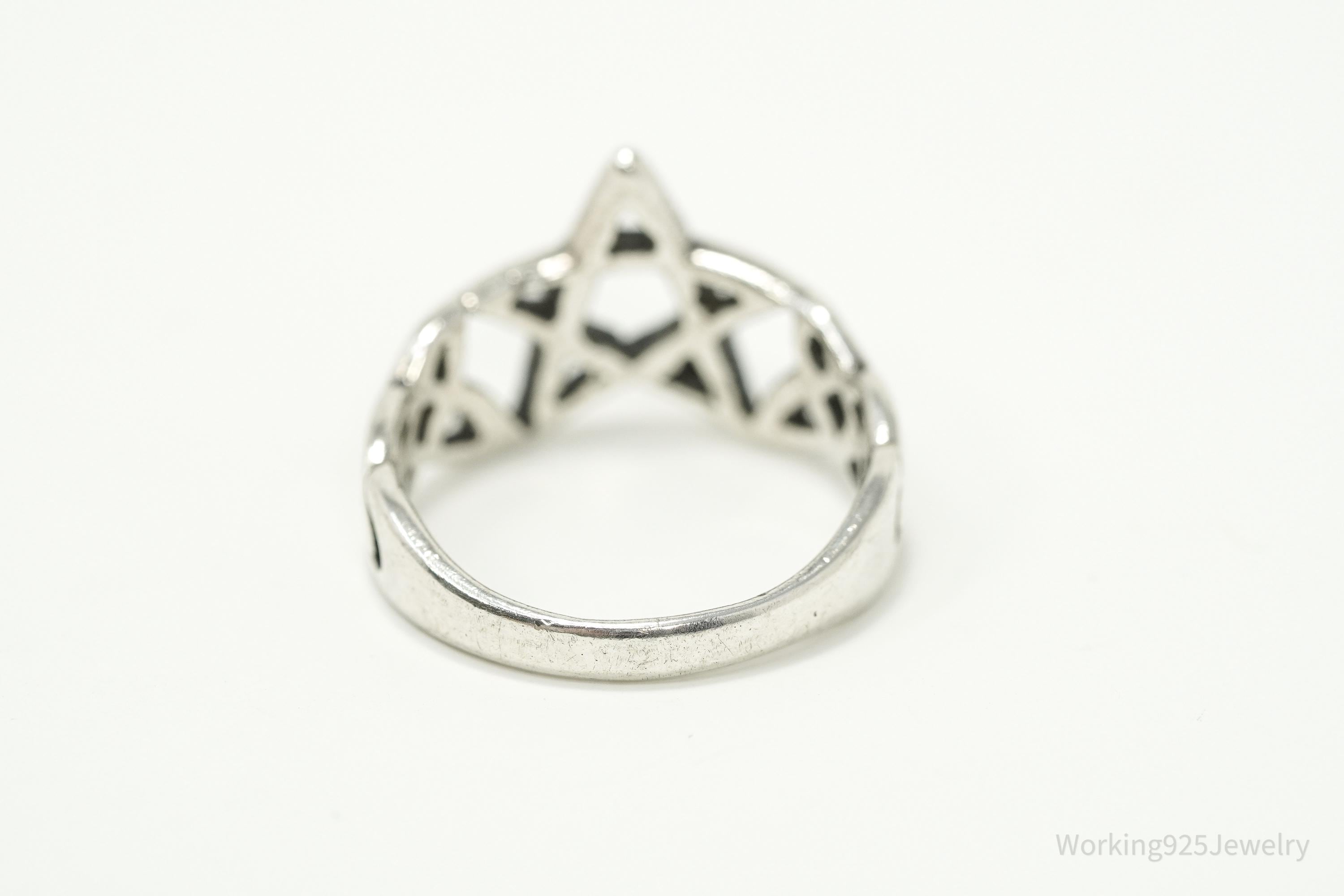 Vintage Pentagram Star Sterling Silver Ring - Size 8.25