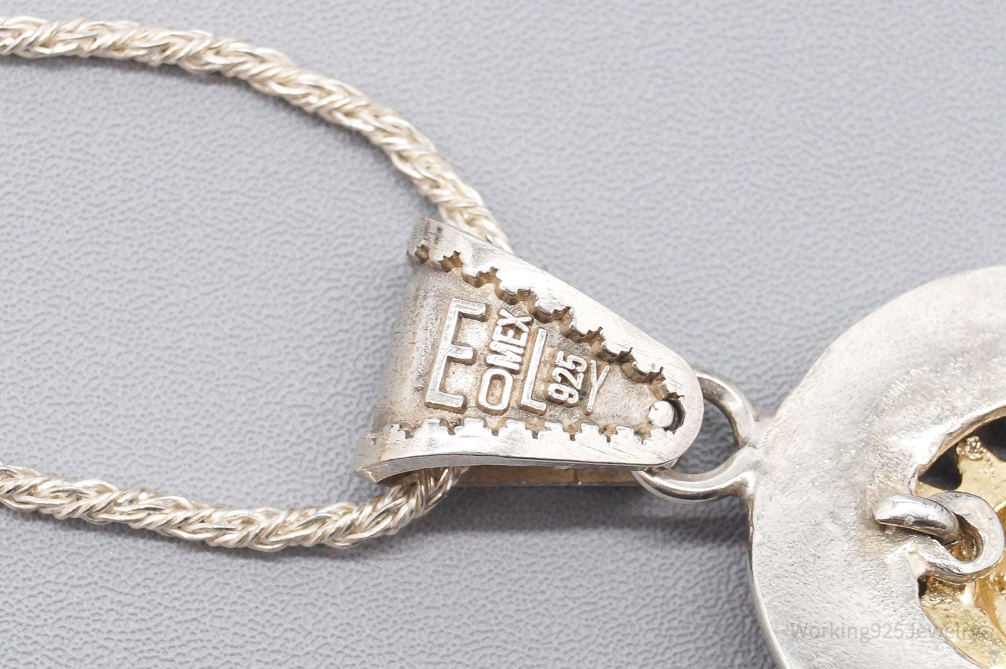 Vintage Mexico Golden Sun Sterling Silver Chain Necklace 18"