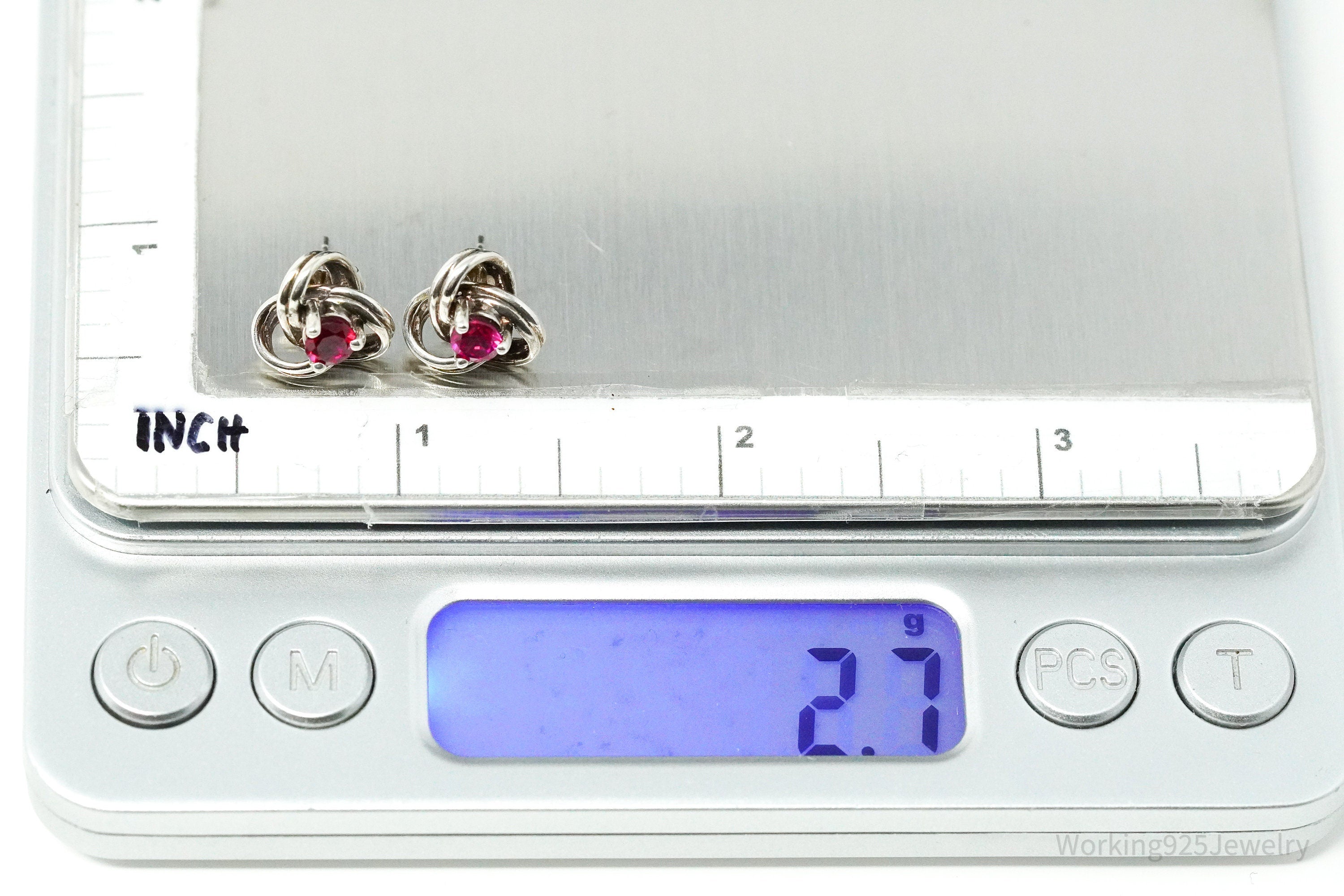 Vintage Pink Cubic Zirconia Sterling Silver Earrings