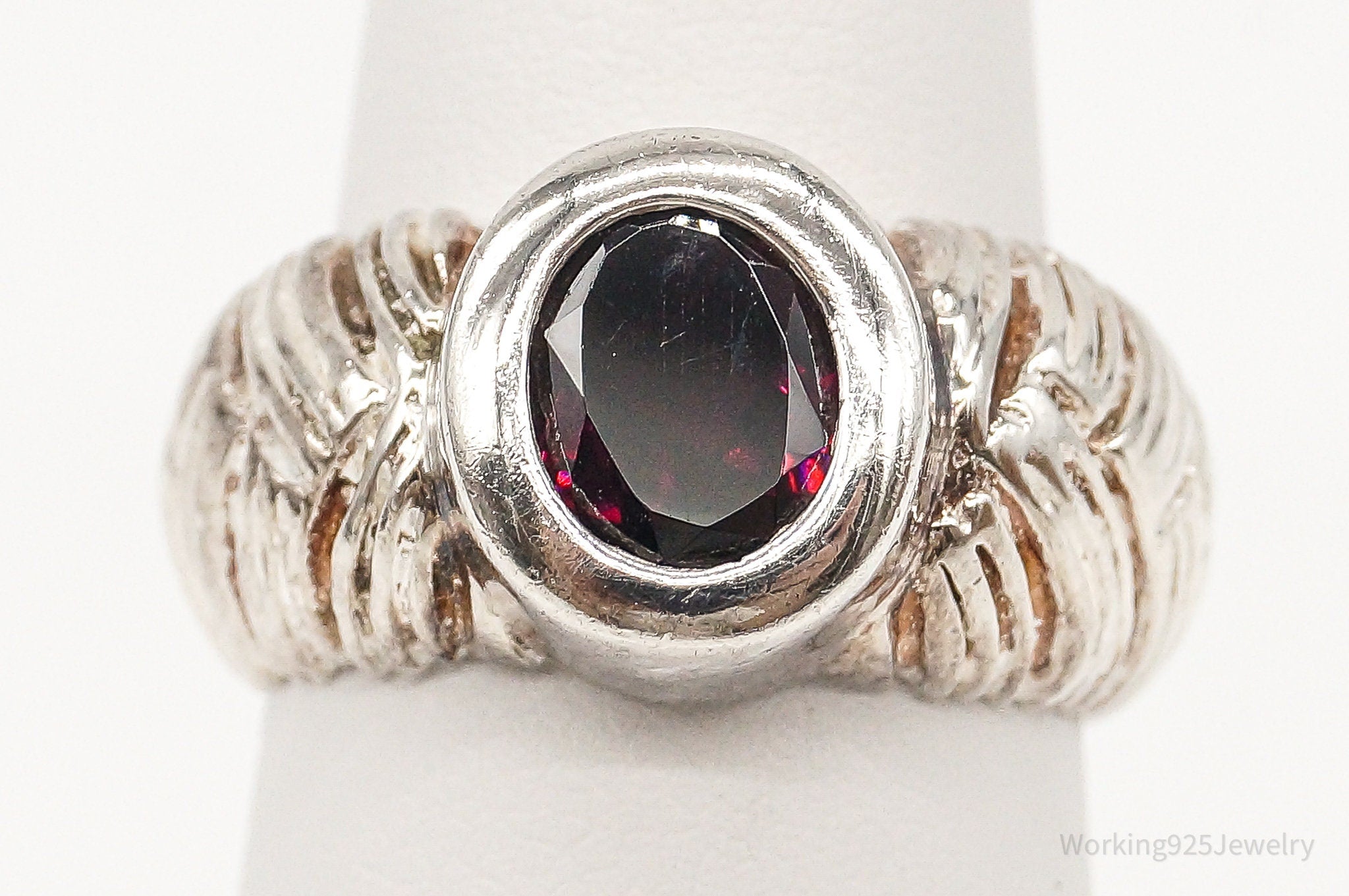 Vintage Rhodolite Garnet Sterling Silver Ring Size 6.25