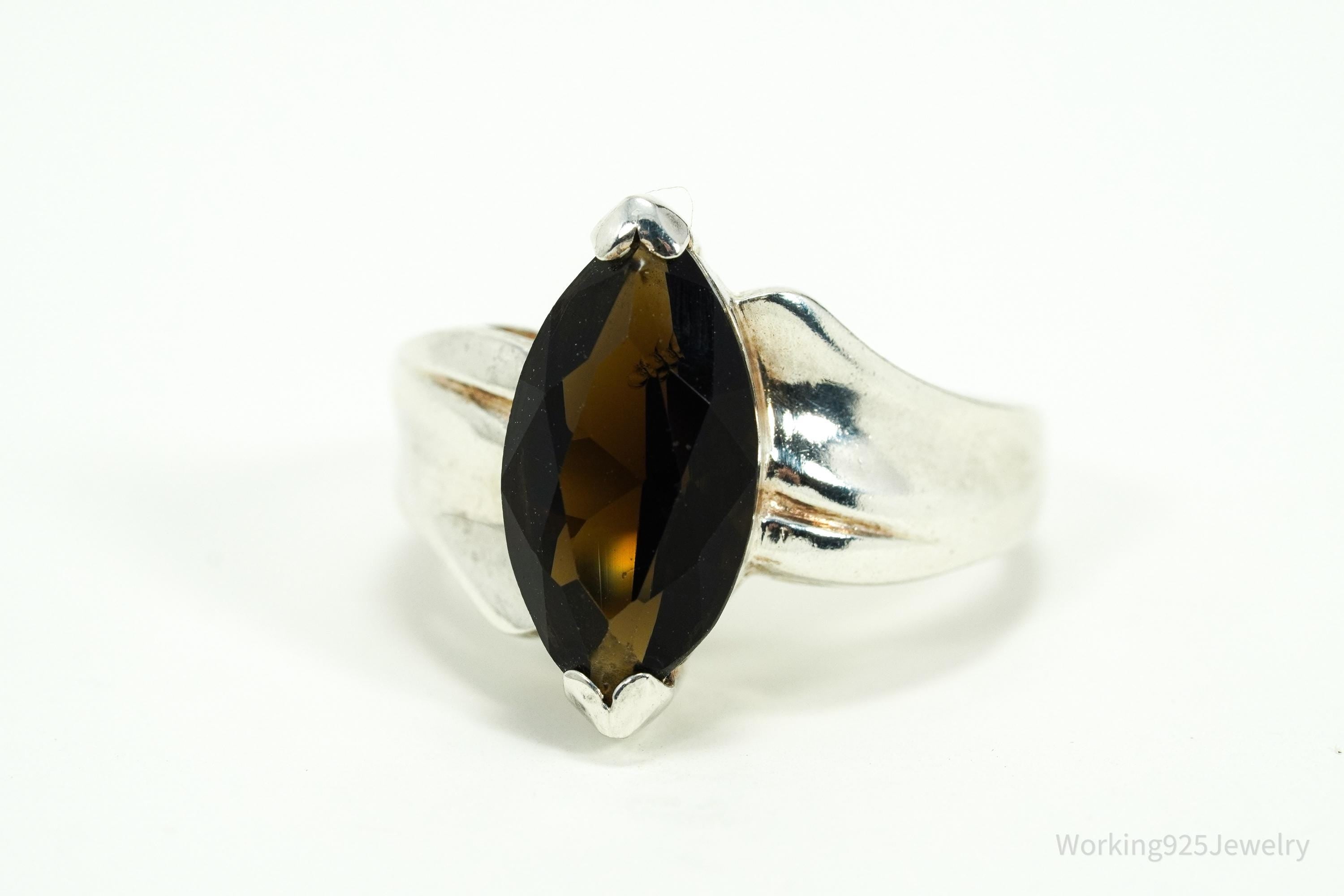 Vintage Smoky Topaz Sterling Silver Ring - Size 7
