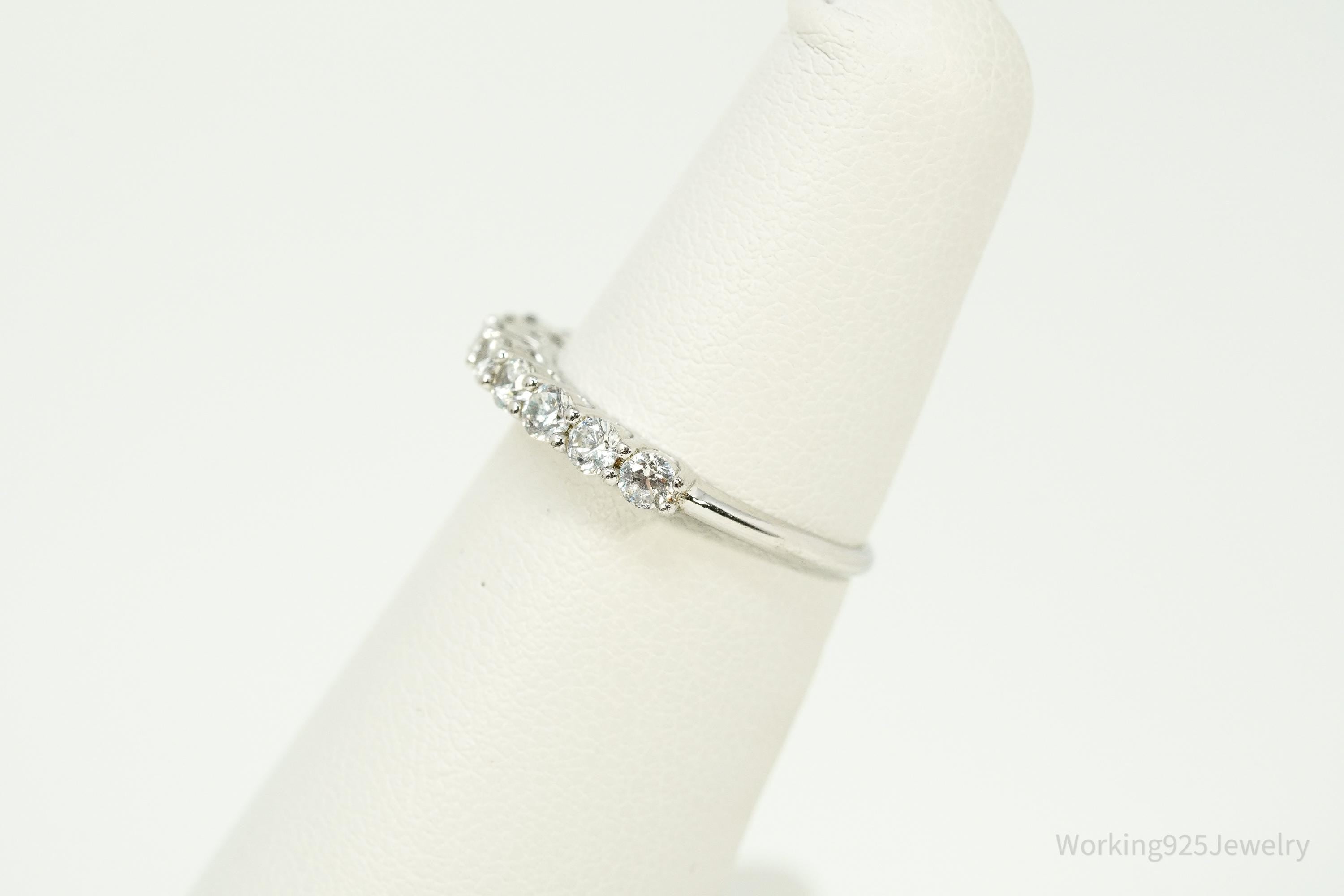 Vintage Cubic Zirconia Sterling Silver Band Ring - Size 5.25