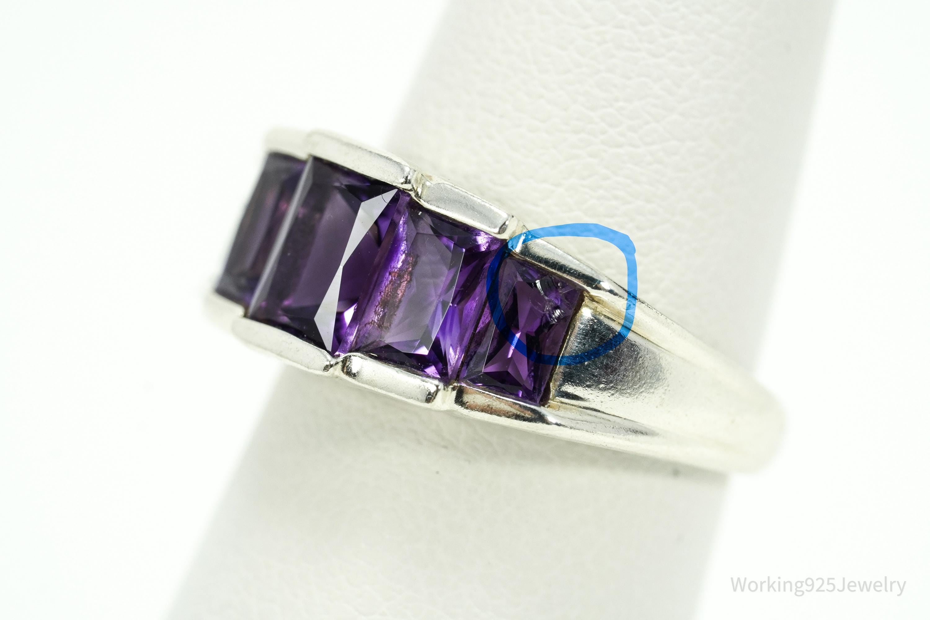 Vintage Amethyst Sterling Silver Ring - Size 6