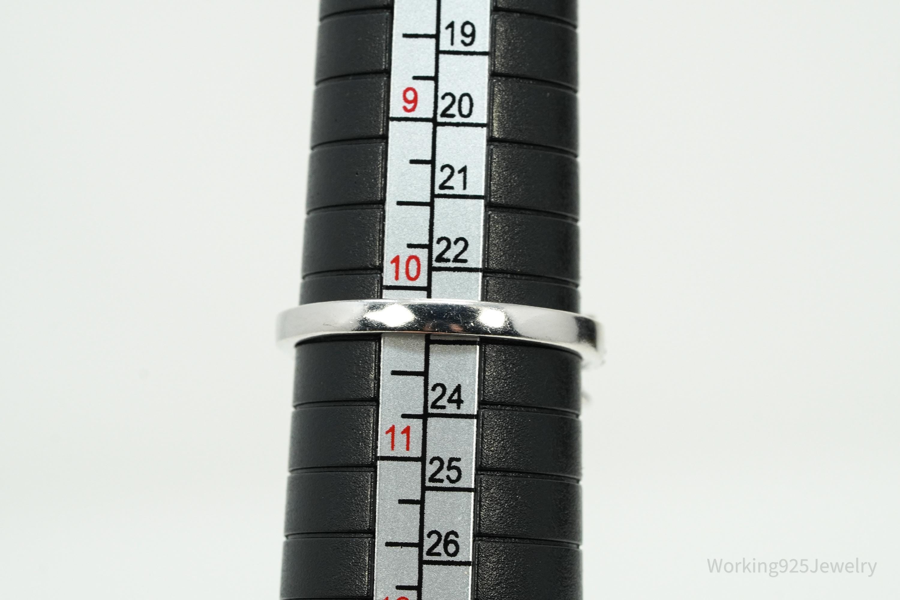 Rhodolite Garnet & White Zircon Sterling Silver Ring - Size 10.25