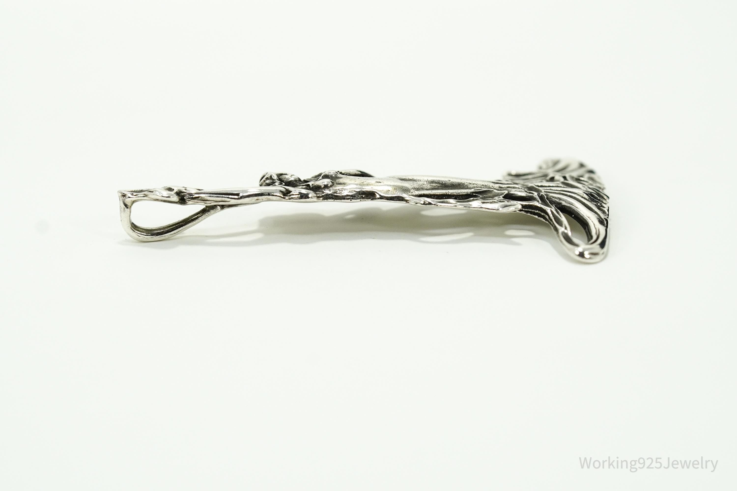 Vintage Art Nouveau Style Woman Sterling Silver Pendant