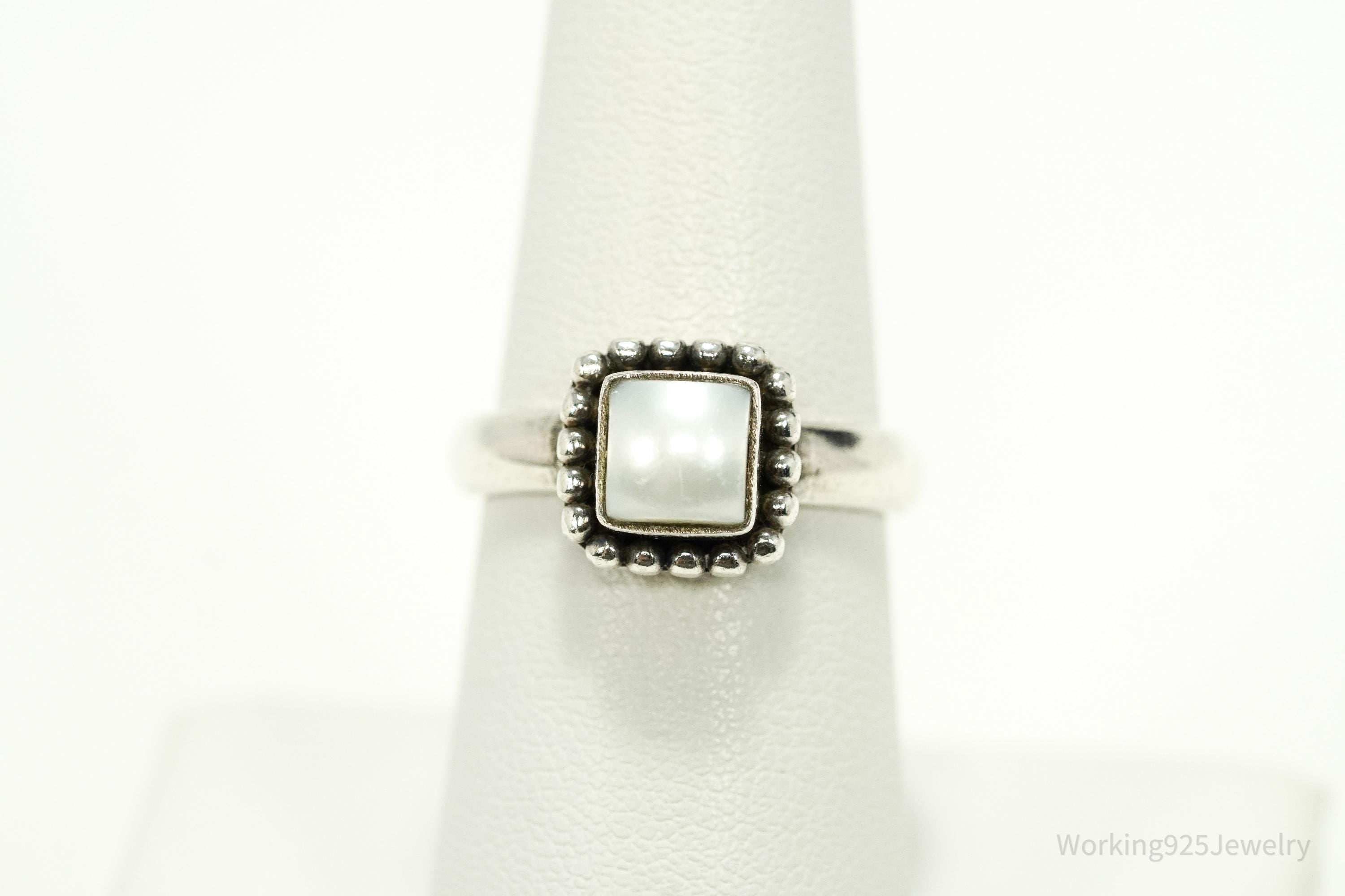 Vintage Silpada Pearl Retired Sterling Silver Ring - Size 7