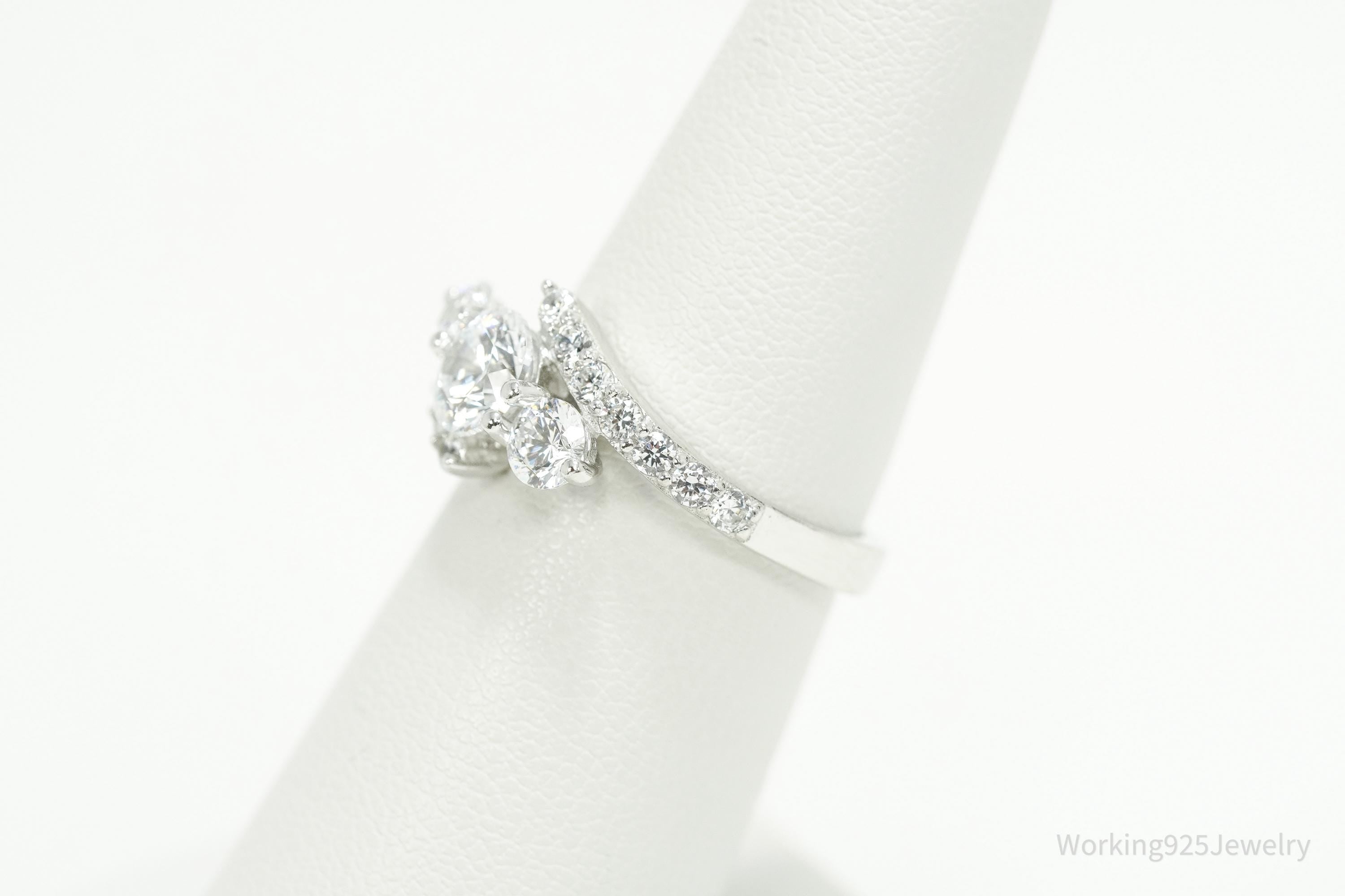 Vintage JCM Cubic Zirconia Sterling Silver Ring - Size 6