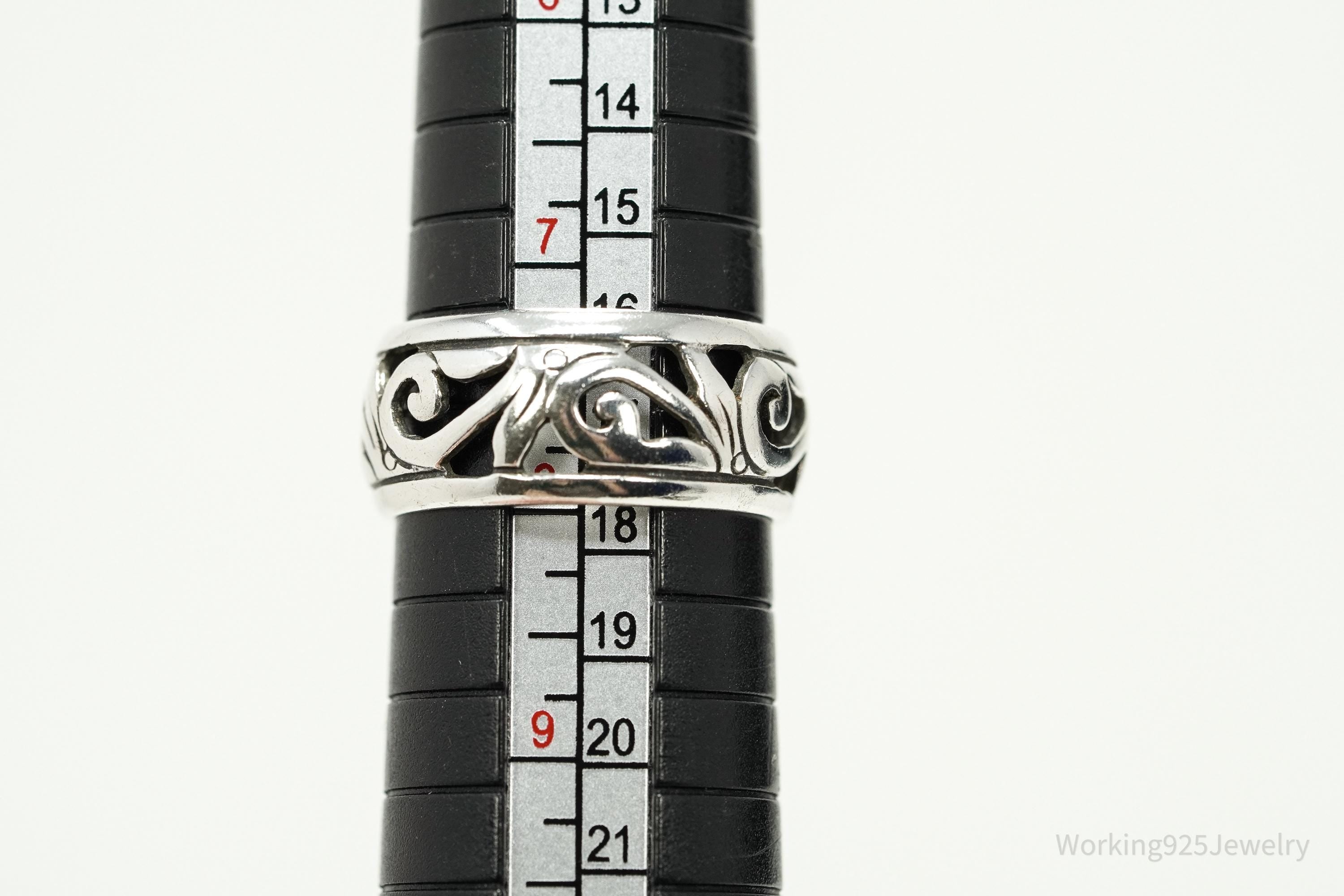 Vintage Art Deco Style Sterling Silver Band Ring - Size 8