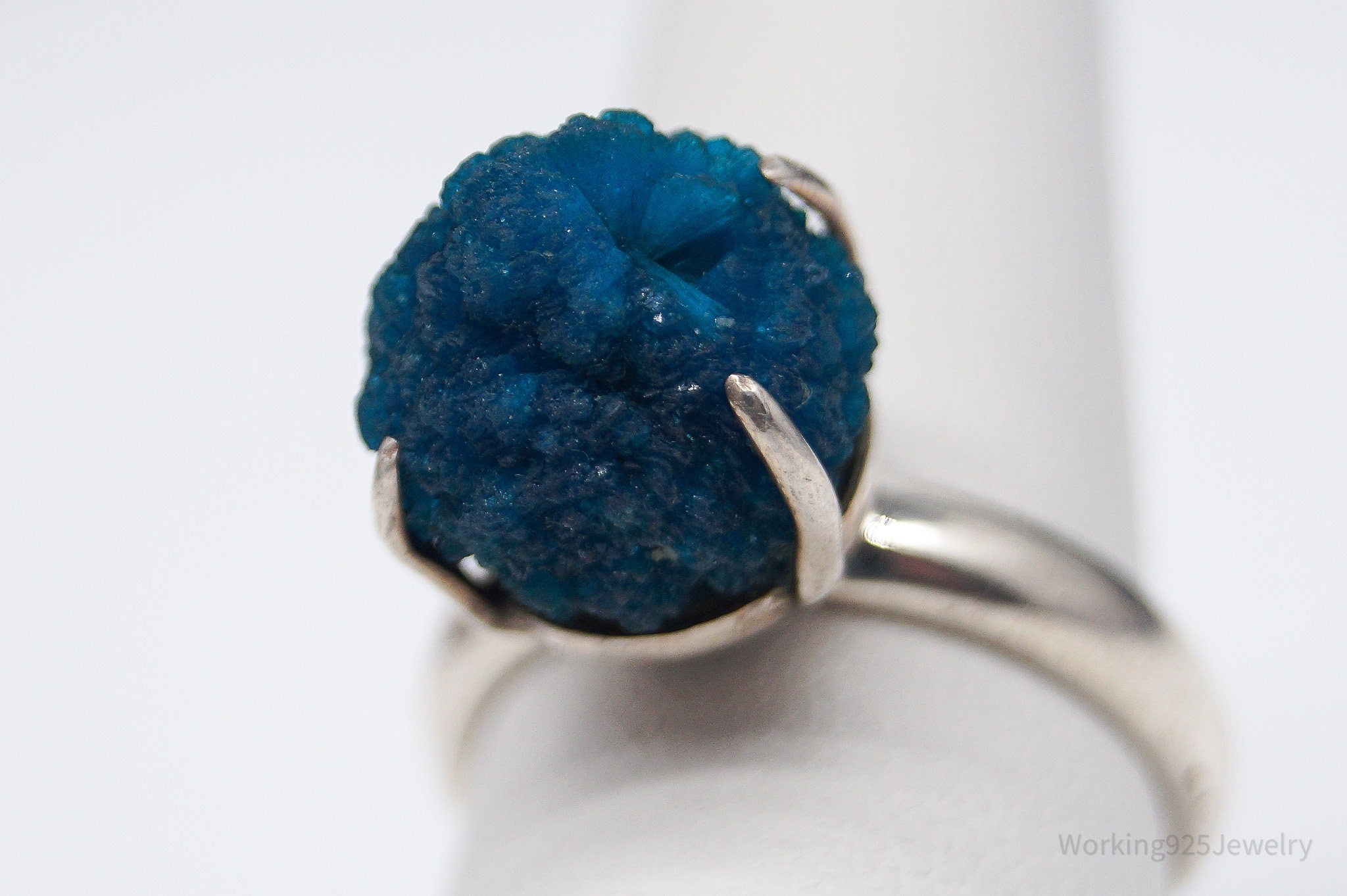 VTG Designer Koe Modernist Style Raw Cavansite Sterling Silver Ring - Size 7.75