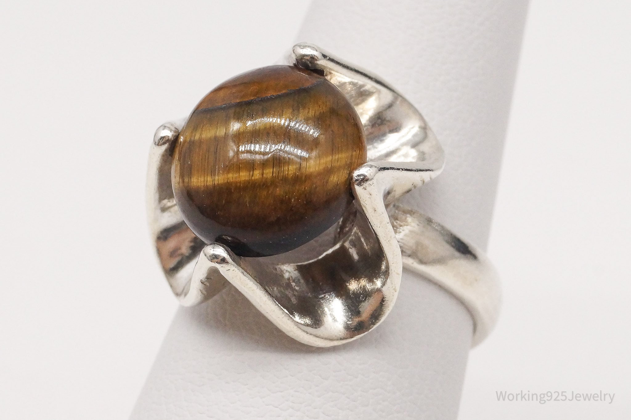 Vintage Mexico Tigers Eye Sterling Silver Ring - Size 6.75