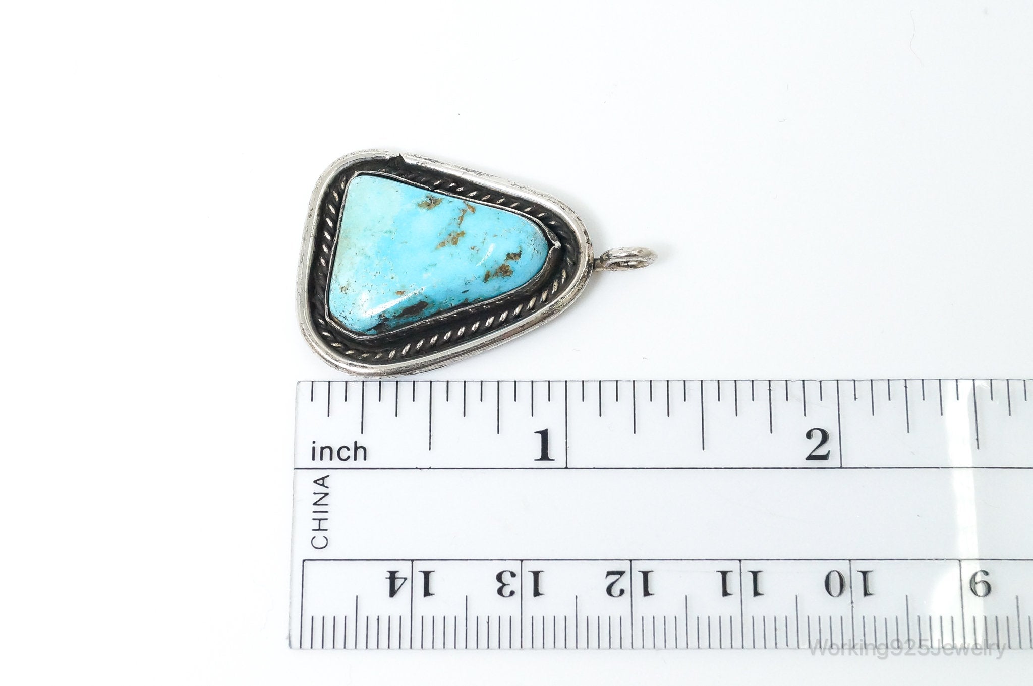 Vintage Native American Unsigned Turquoise Sterling Silver Pendant