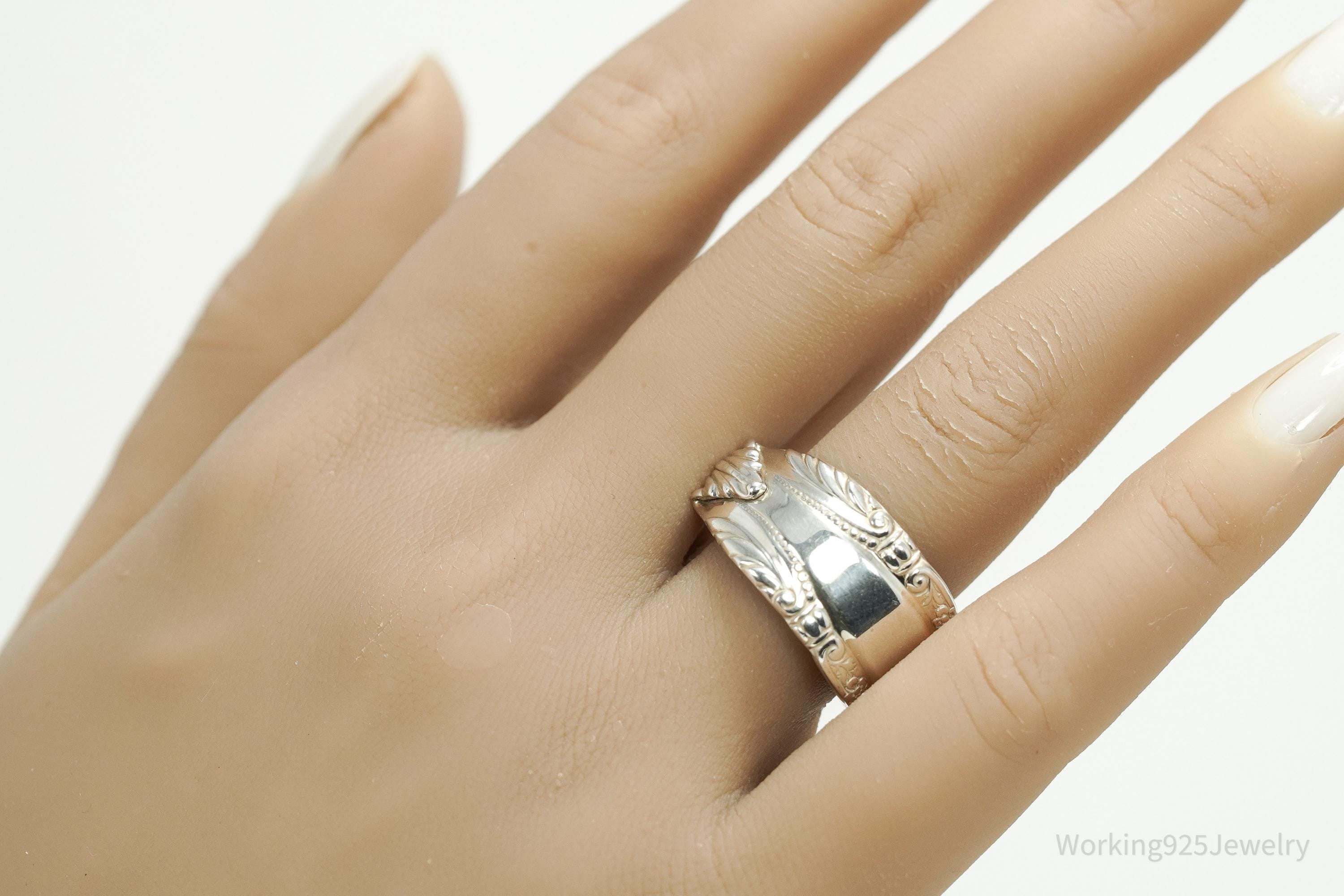 Antique Art Deco Sterling Silver Spoon Ring - Size 8