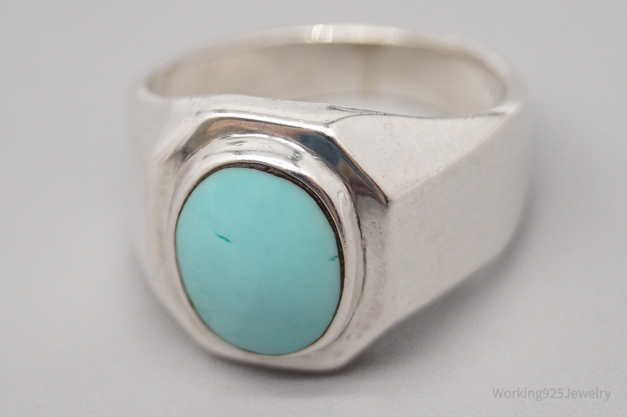 Vintage Mexico Turquoise Sterling Silver Ring - Size 11.25