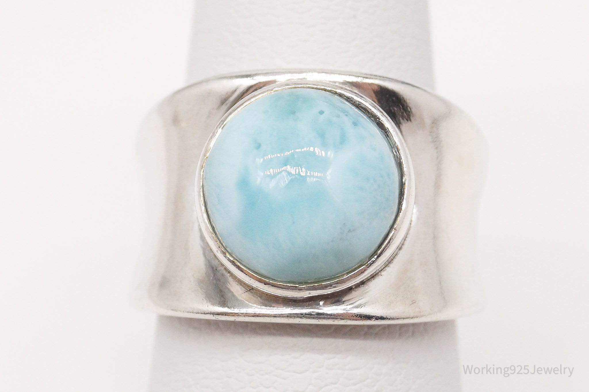 Vintage Blue Larimar Sterling Silver Ring - Size 5.5