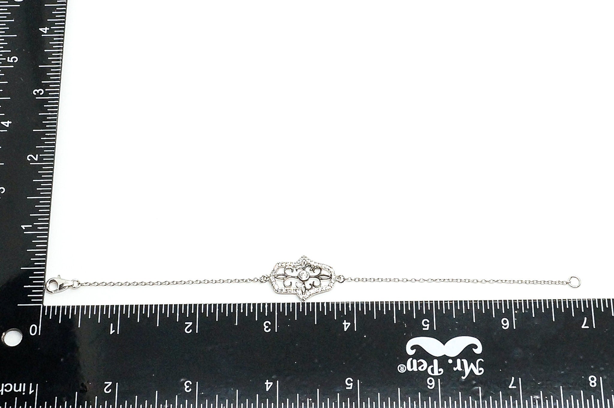 Hand Of Fatima Cubic Zirconia Sterling Silver Bracelet
