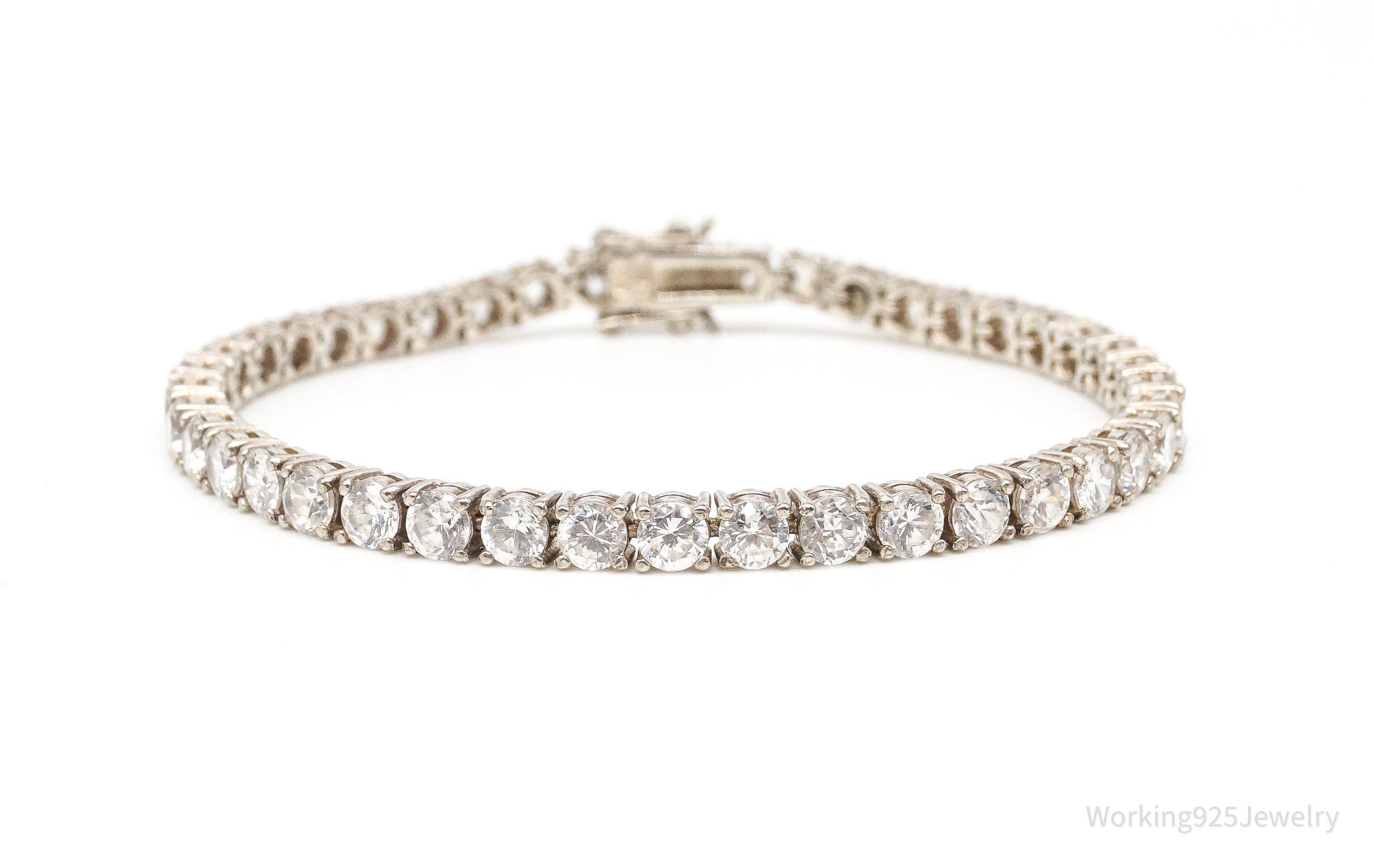 Vintage Seta Cubic Zirconia Sterling Silver Tennis Bracelet