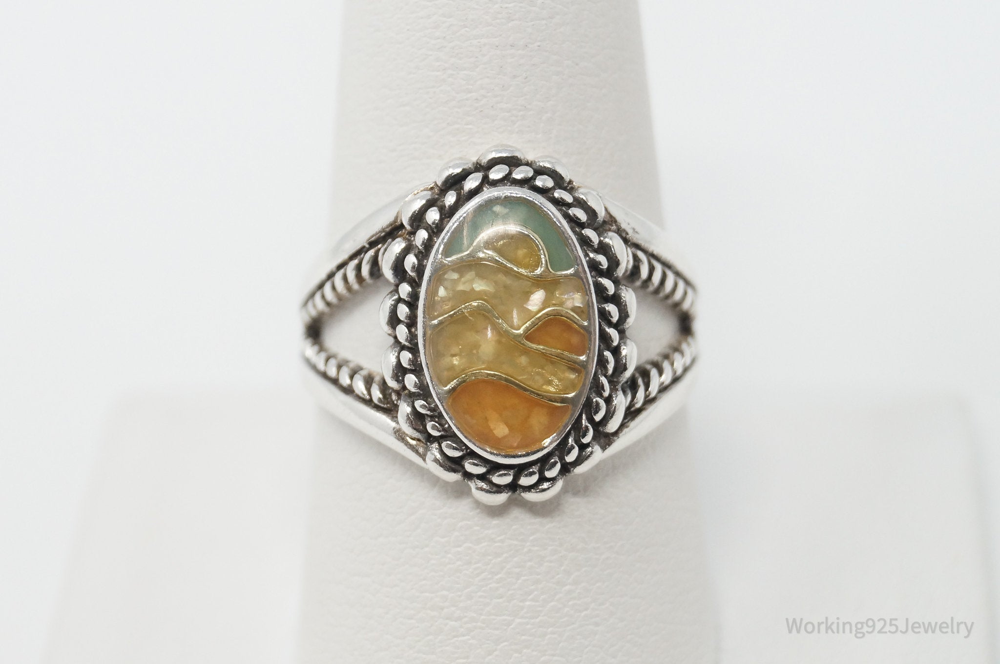 Vtg Designer Carolyn Pollack Relios Mountain Scene Sterling Silver Ring - Sz 9