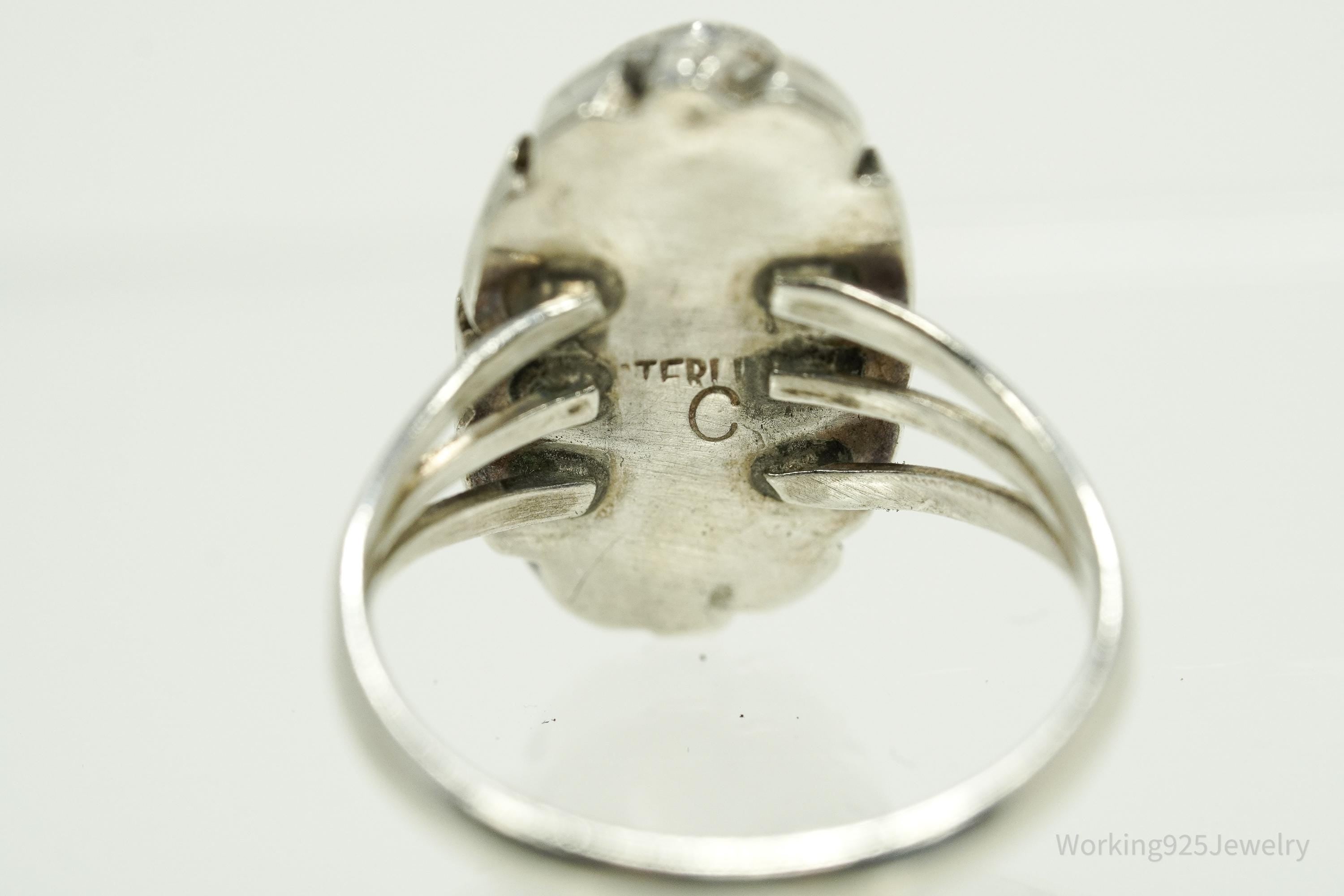 Vintage Handmade Native American Jerry Cowboy Opal Sterling Silver Ring SZ 7