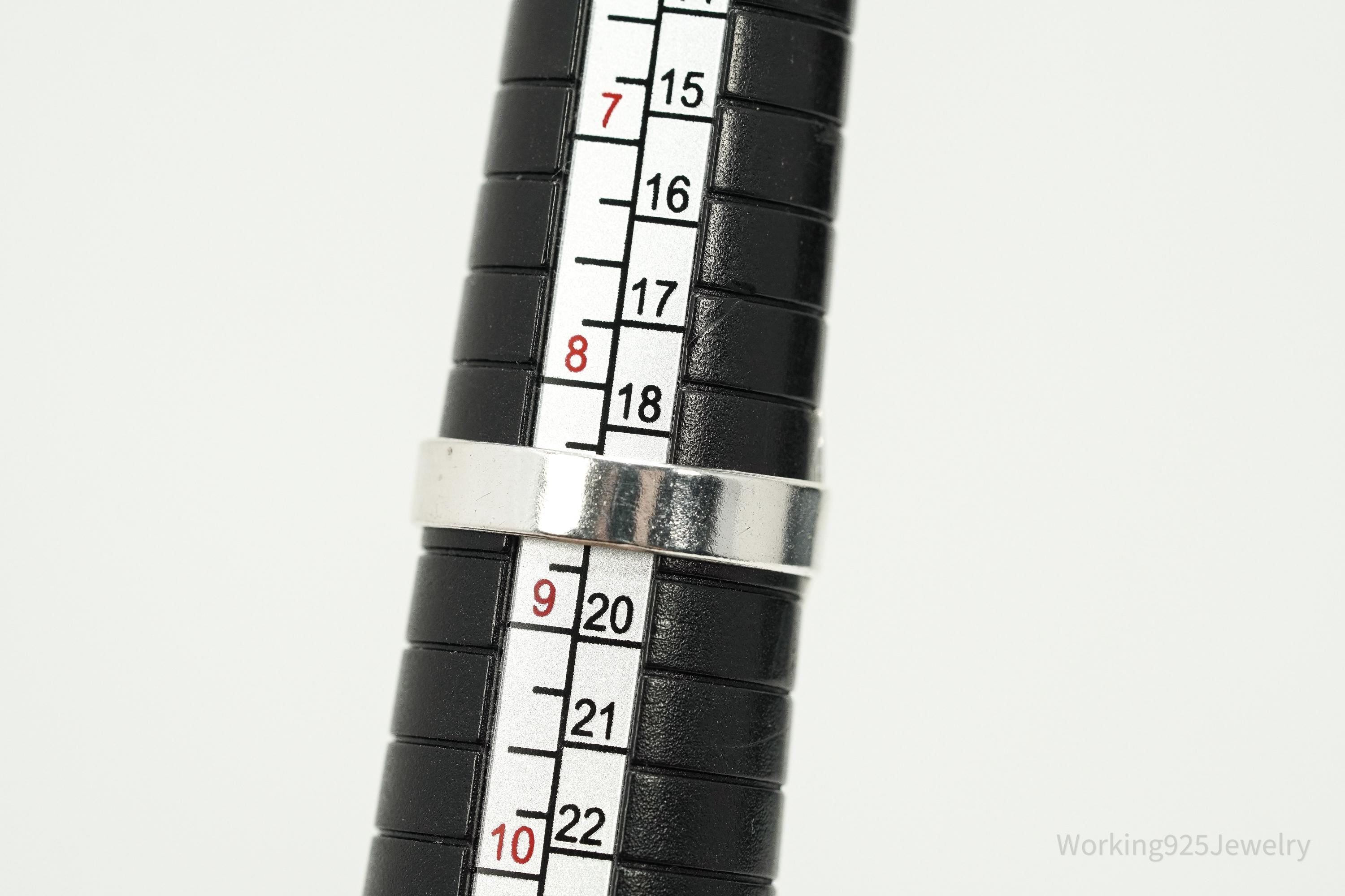 Vintage Lapis Lazuli Modernist Style Sterling Silver Ring - Size 8.5