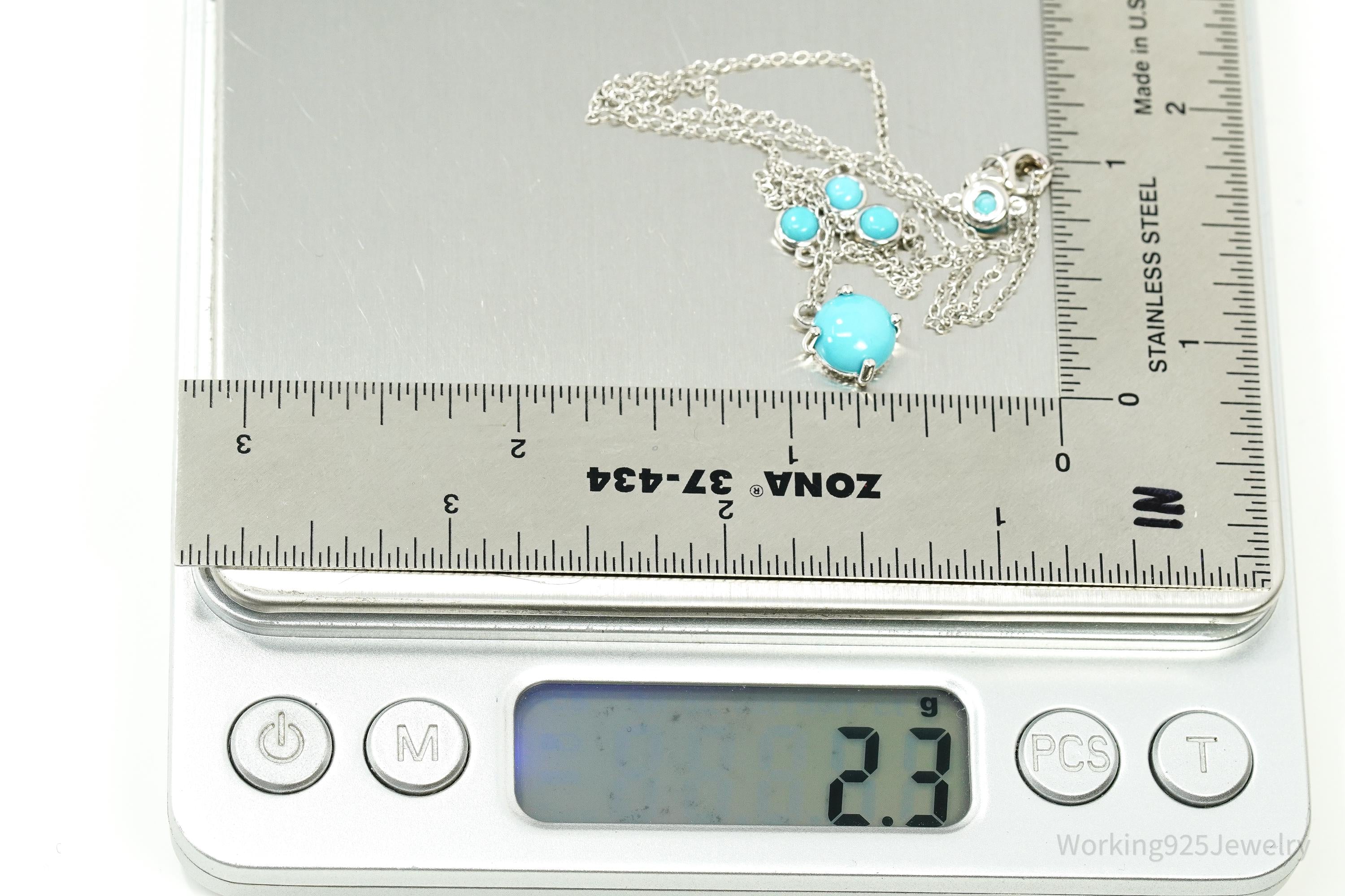 Blue Turquoise Sterling Silver Necklace 18"