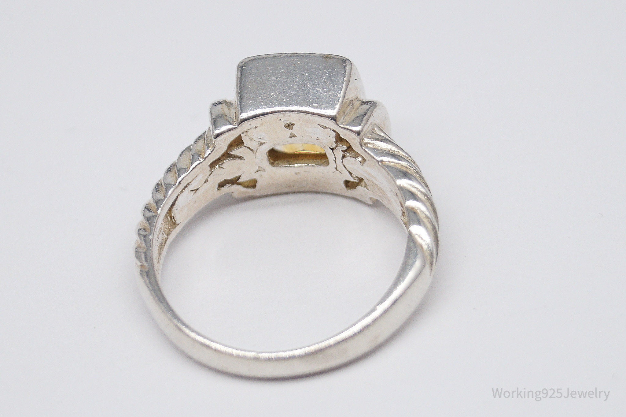Vintage Citrine Sterling Silver Ring - Size 8.75