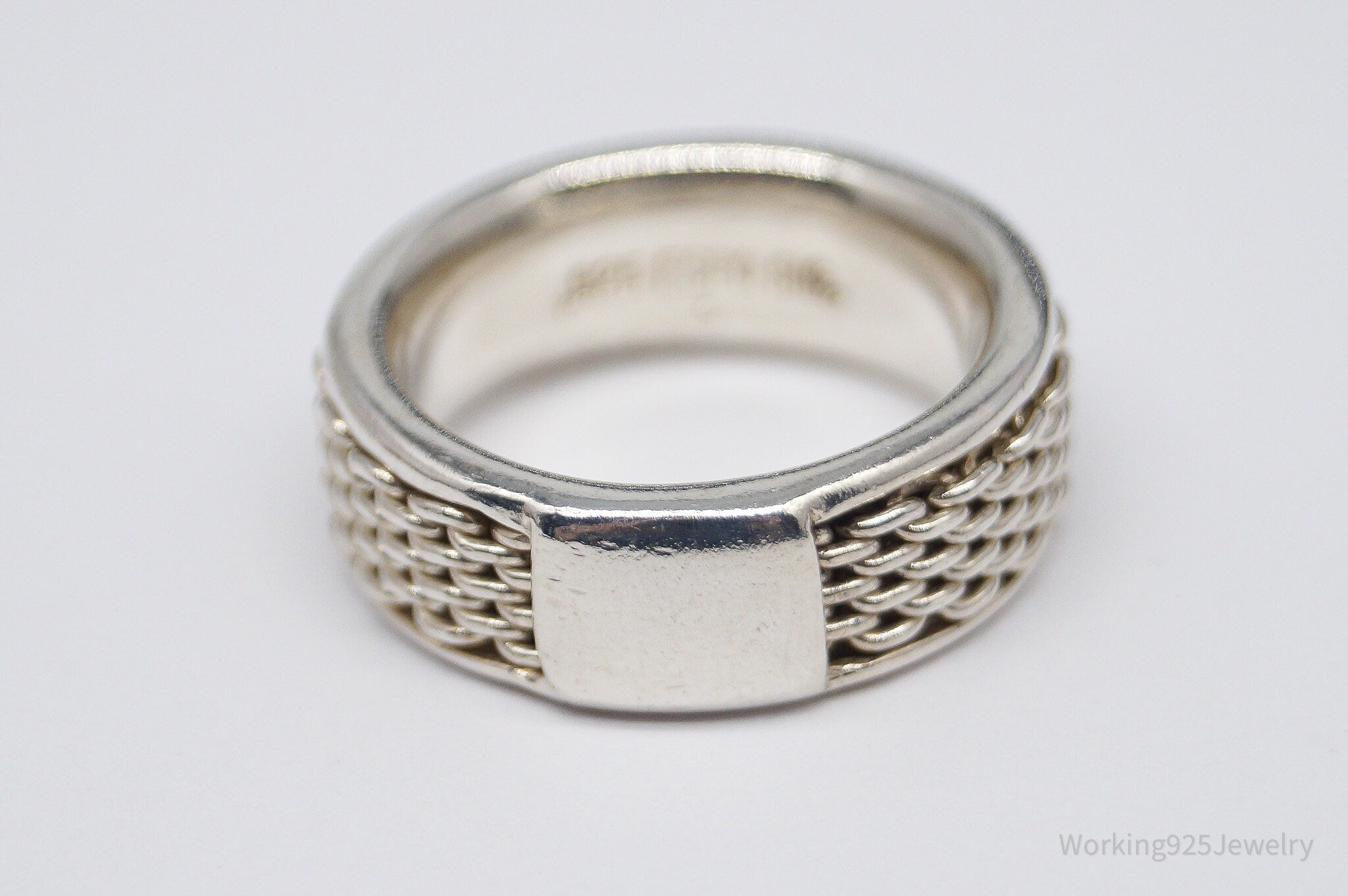 Vintage Espo Sig Chainlink Sterling Silver Band Ring - Size 6