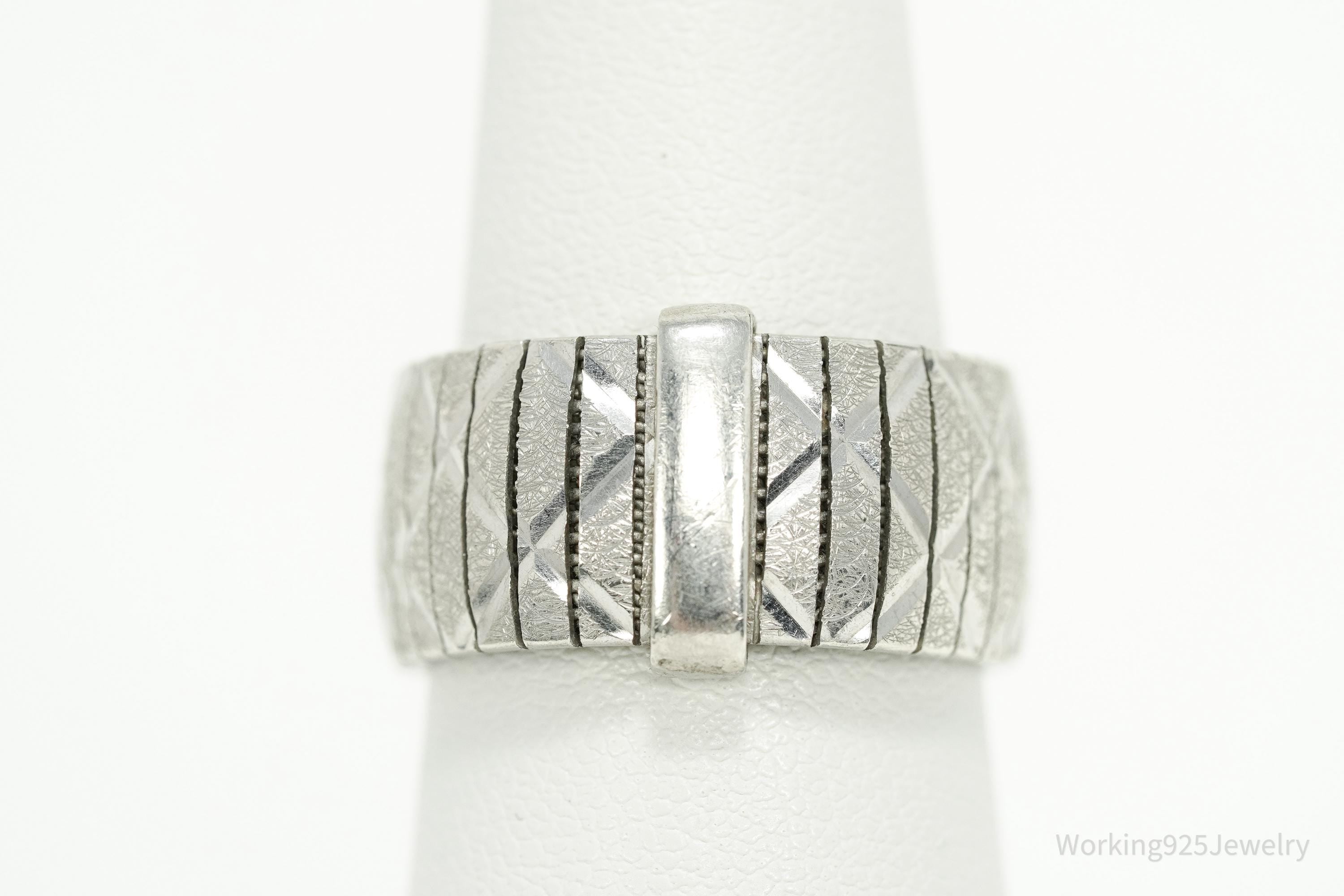 Vintage Italian REEB Sterling Silver Band Ring - Size 8.75
