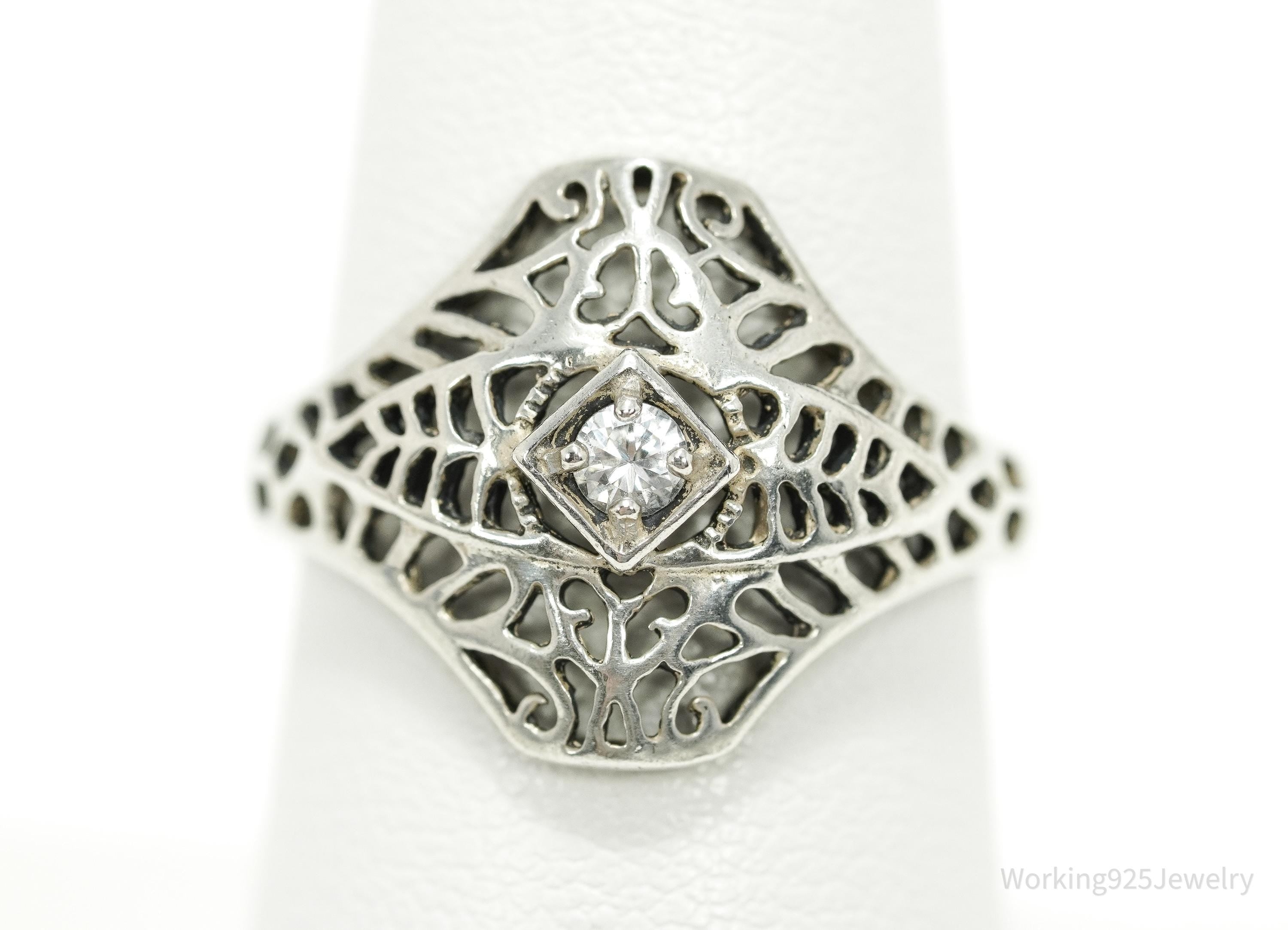 Vintage Avon Cubic Zirconia Sterling Silver Ring - Size 7