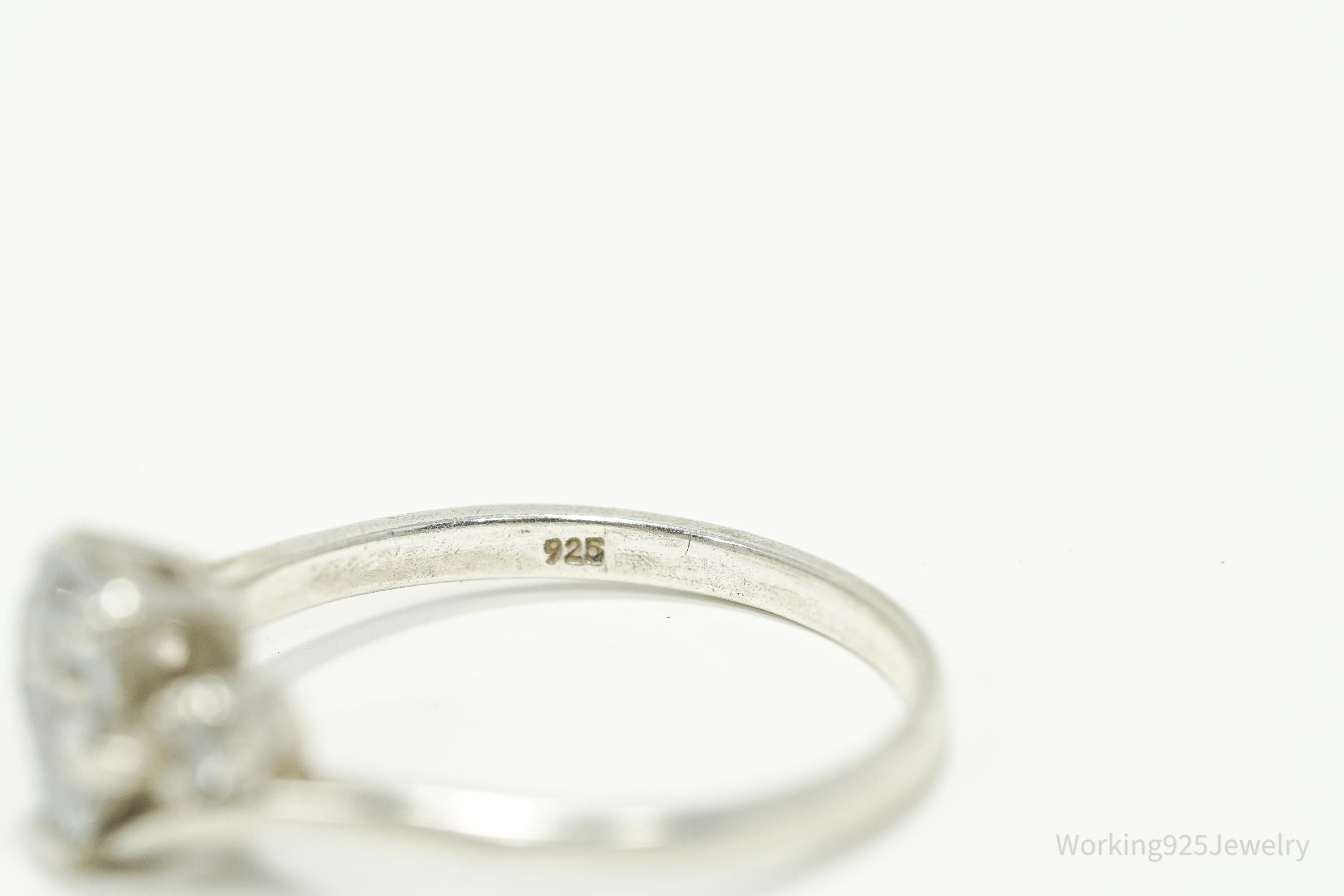 Vintage Cubic Zirconia Sterling Silver Ring - Size 6