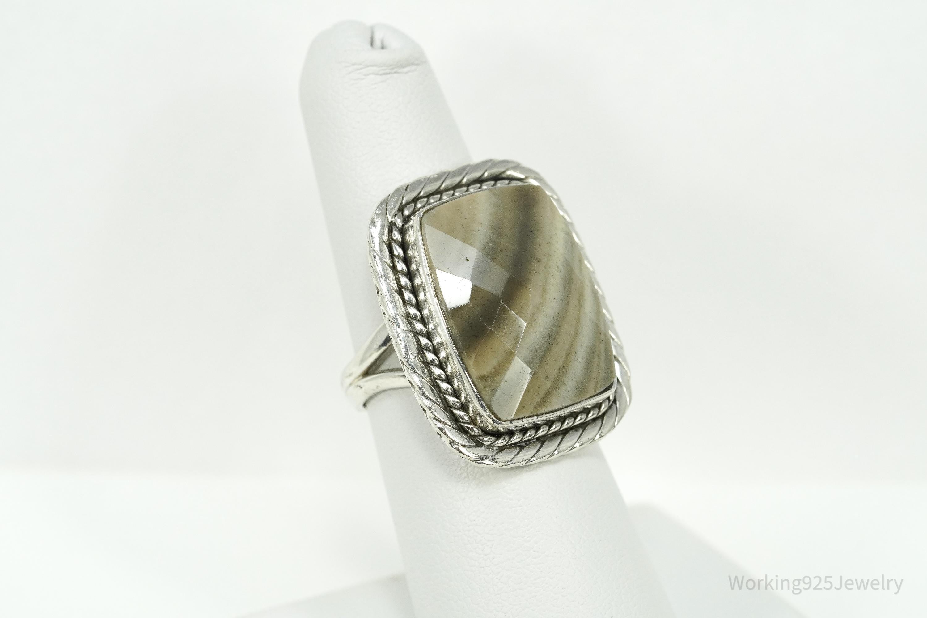 Vintage Lace Gemstone Sterling Silver Ring - Size 7