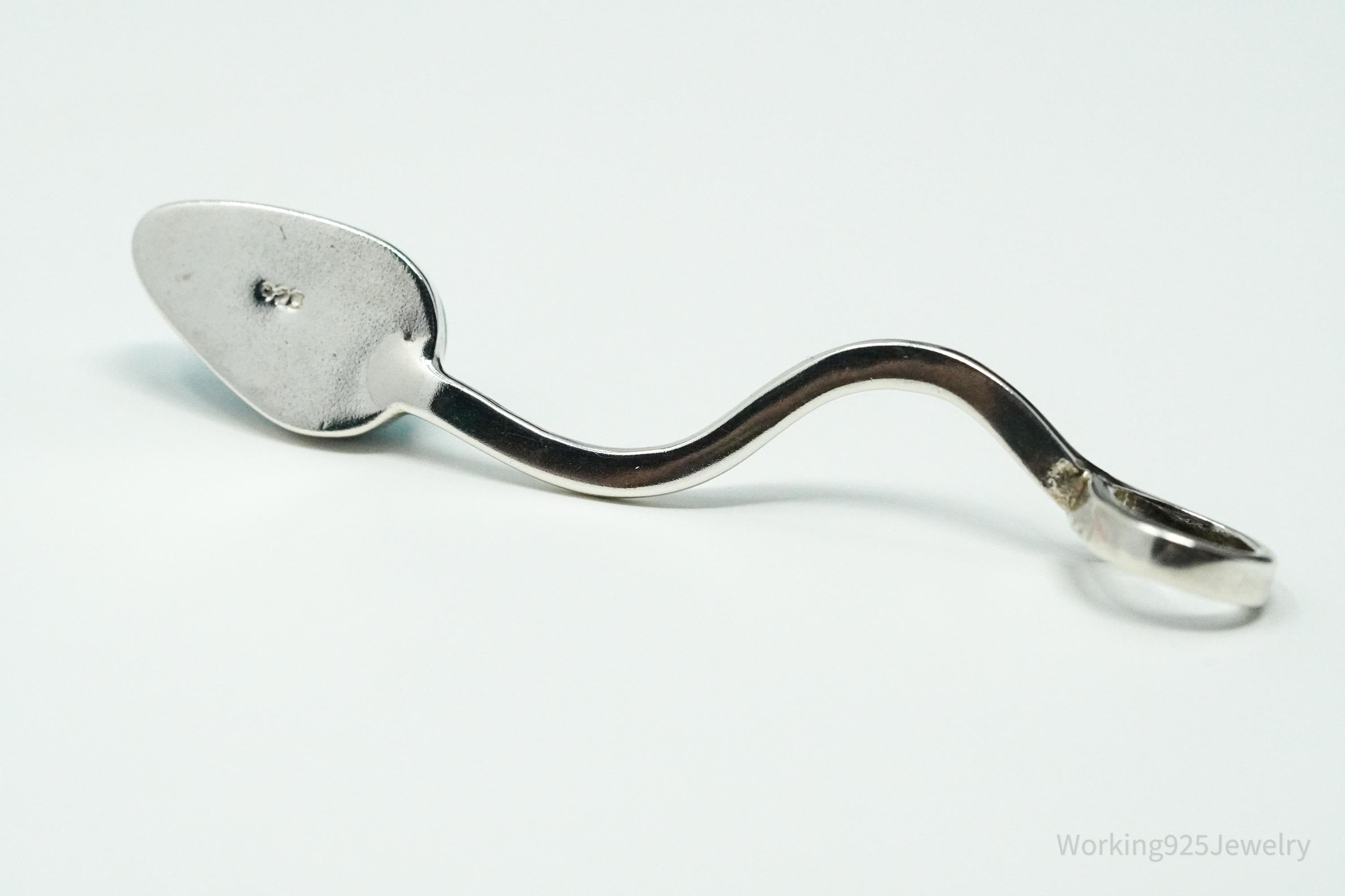 Vintage Blue Larimar Modernist Style Sterling Silver Necklace Pendant