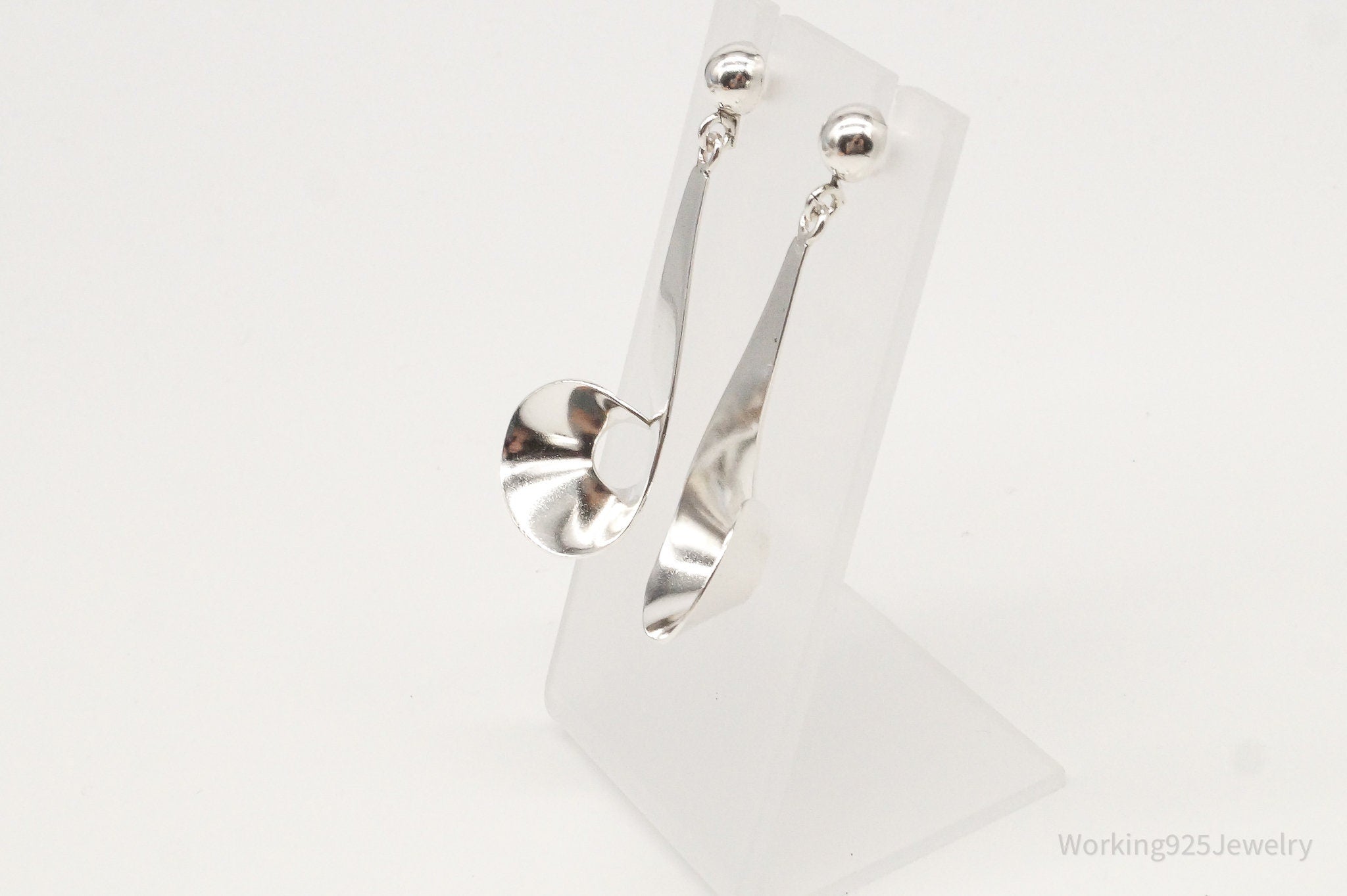 Vintage Modernist Sterling Silver Earrings