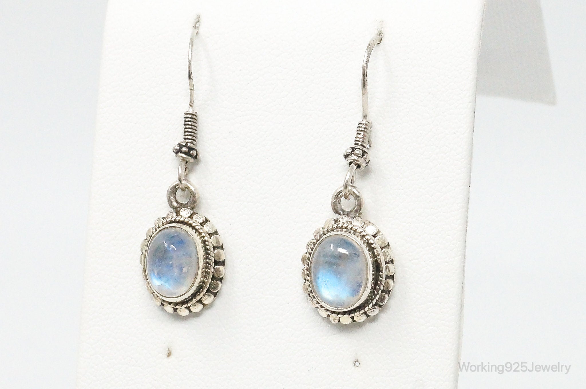 Vintage Moonstone Bali Style Sterling Silver Earrings