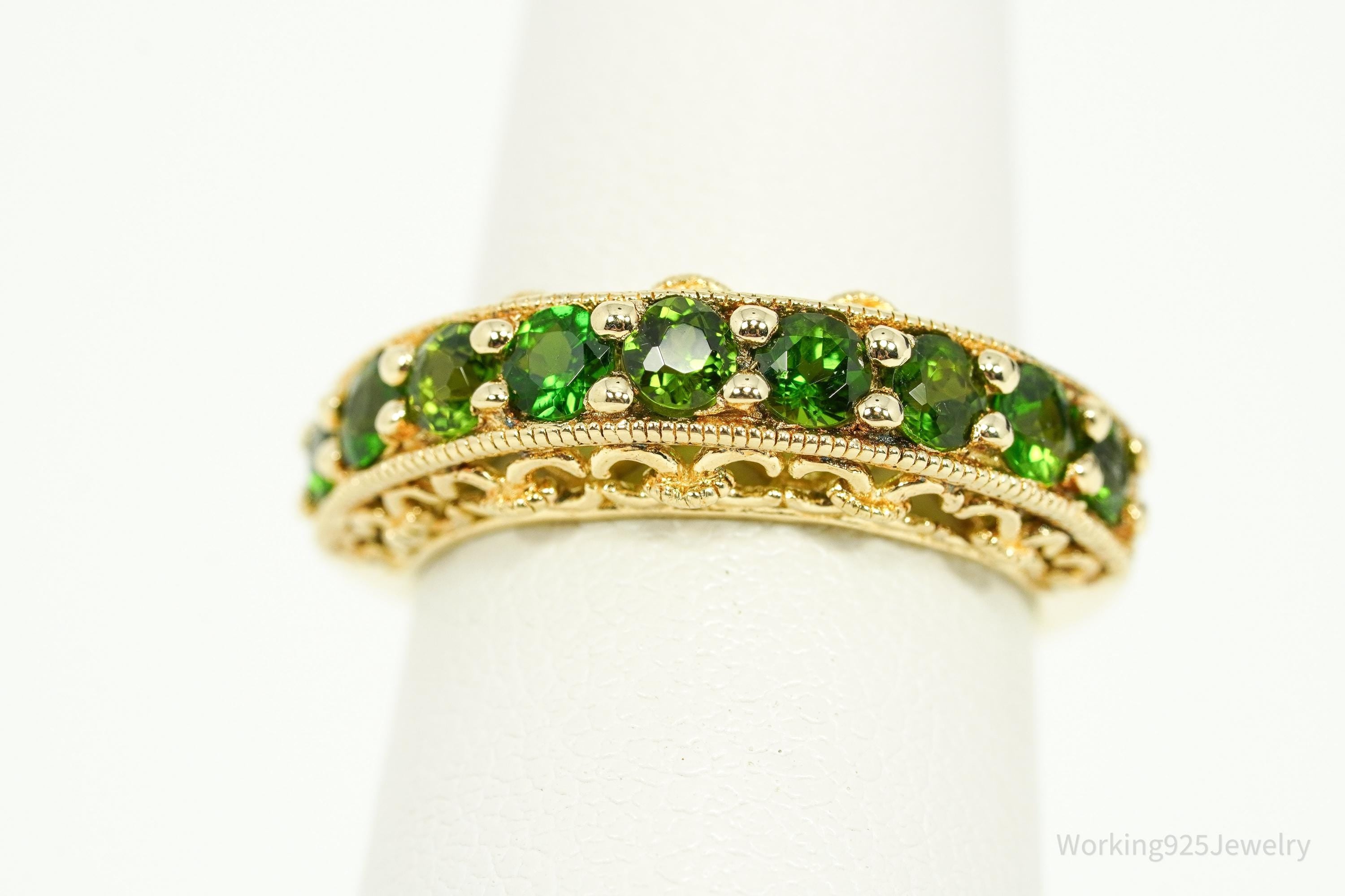 Pinctore Green Chrome Diopside Gold Over Sterling Silver Ring - Size 5