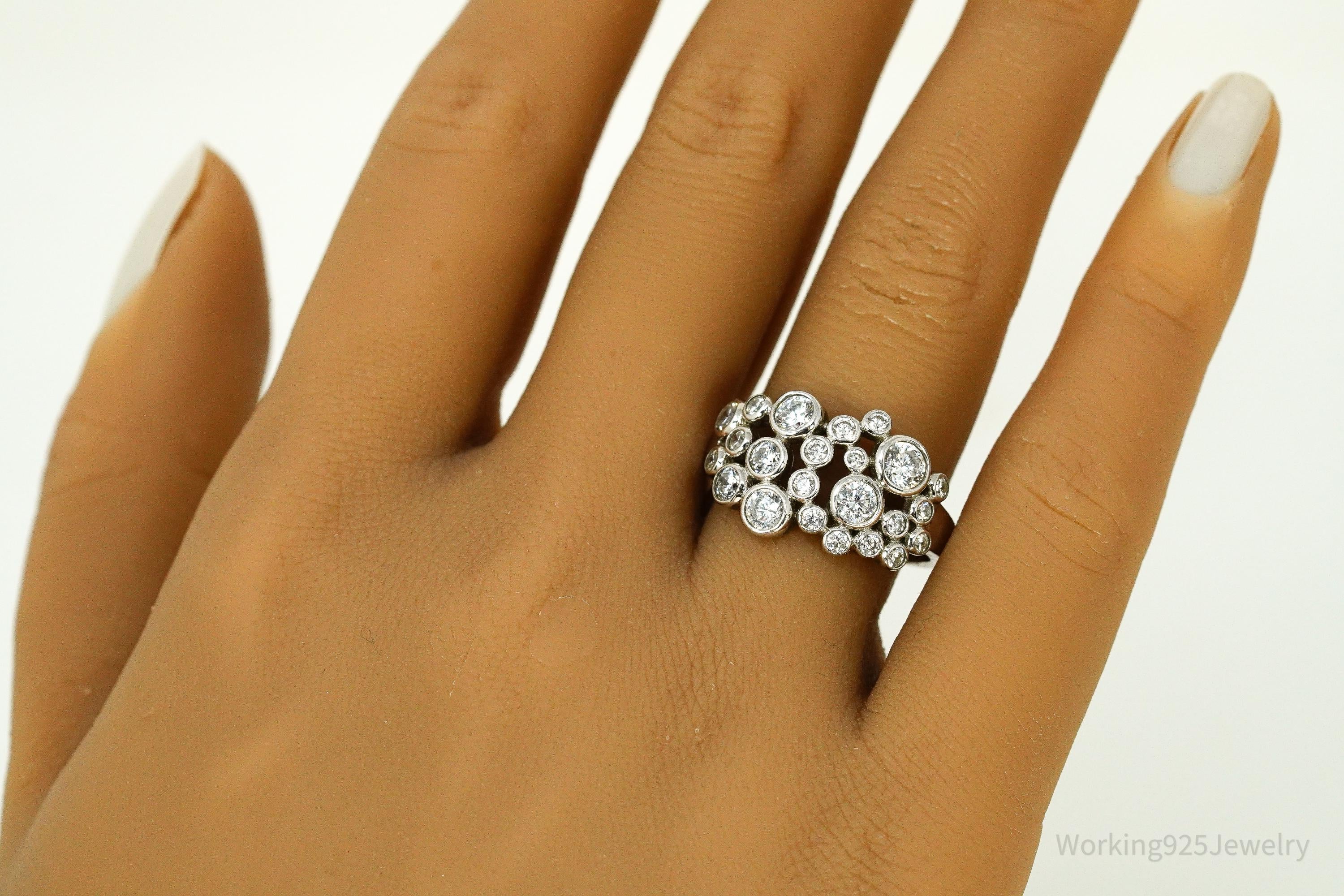 Vintage Cubic Zirconia Sterling Silver Ring - Size 9