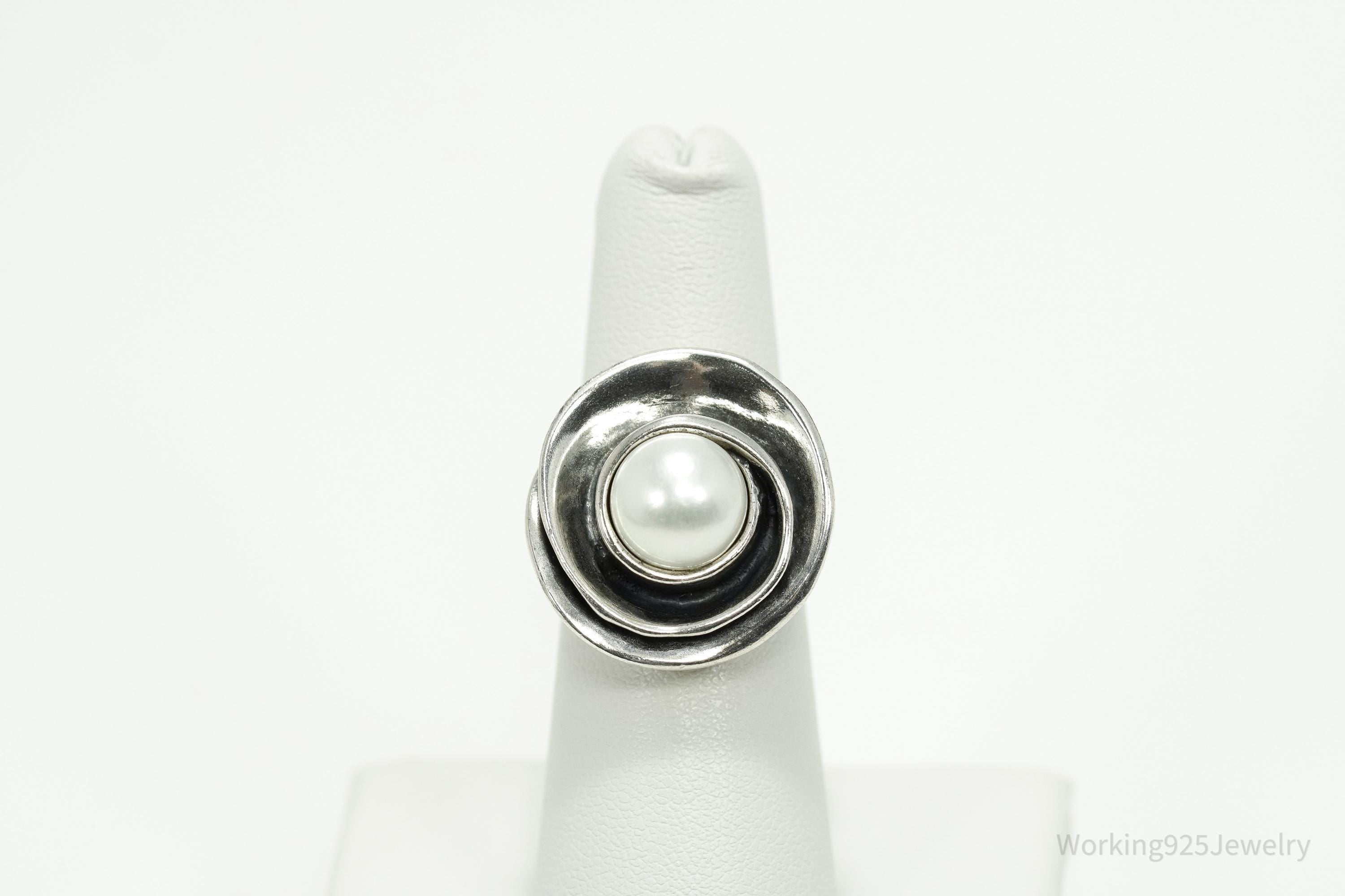Vintage Silpada Retired Pearl Sterling Silver Ring - Size 6.25