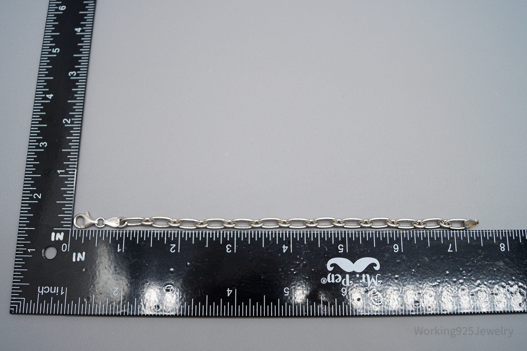 Vintage Italian Chain Link Sterling Silver Bracelet - 7.5"