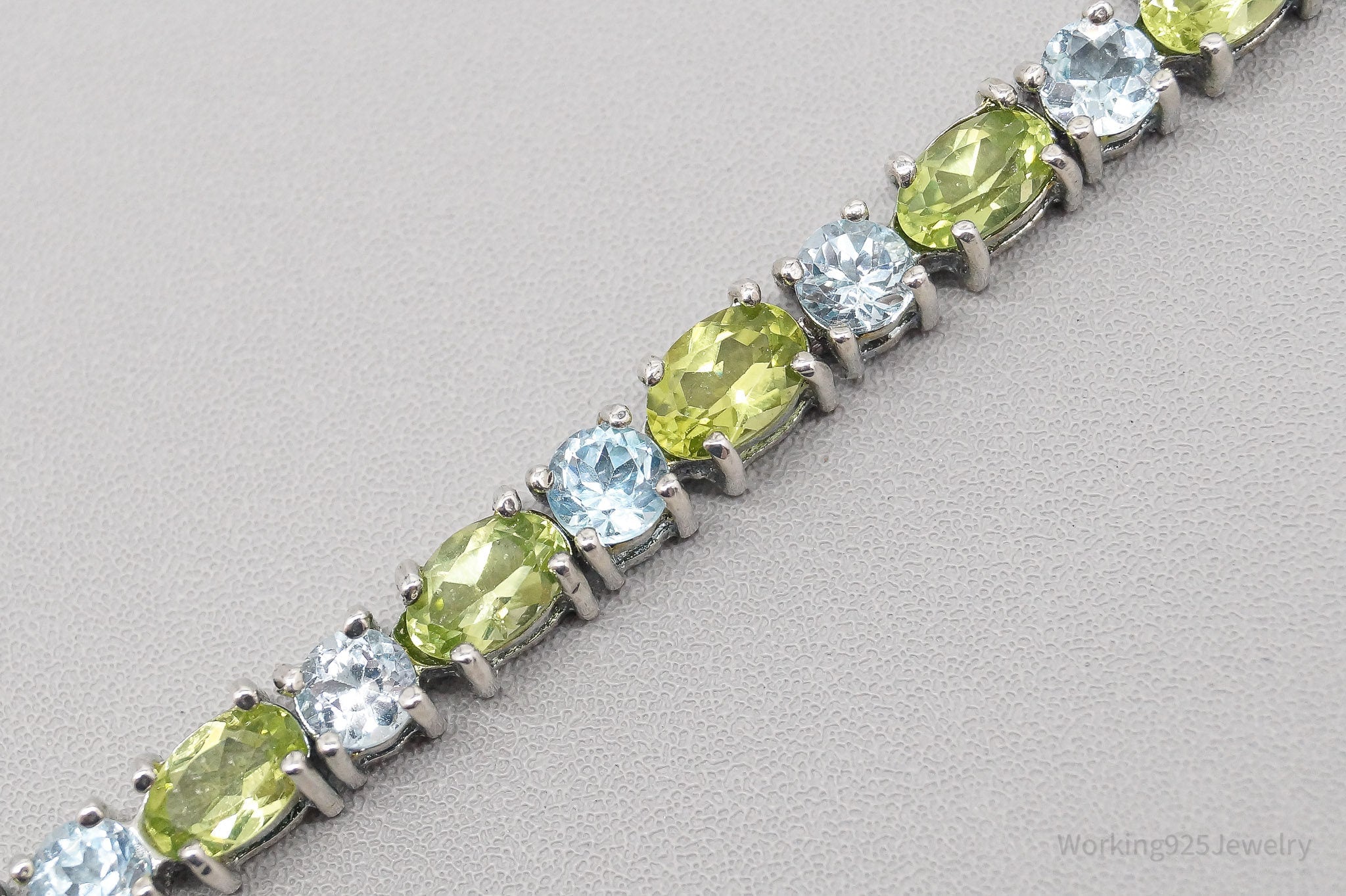 Vintage Designer DBJ Blue Topaz Peridot Sterling Silver Bracelet