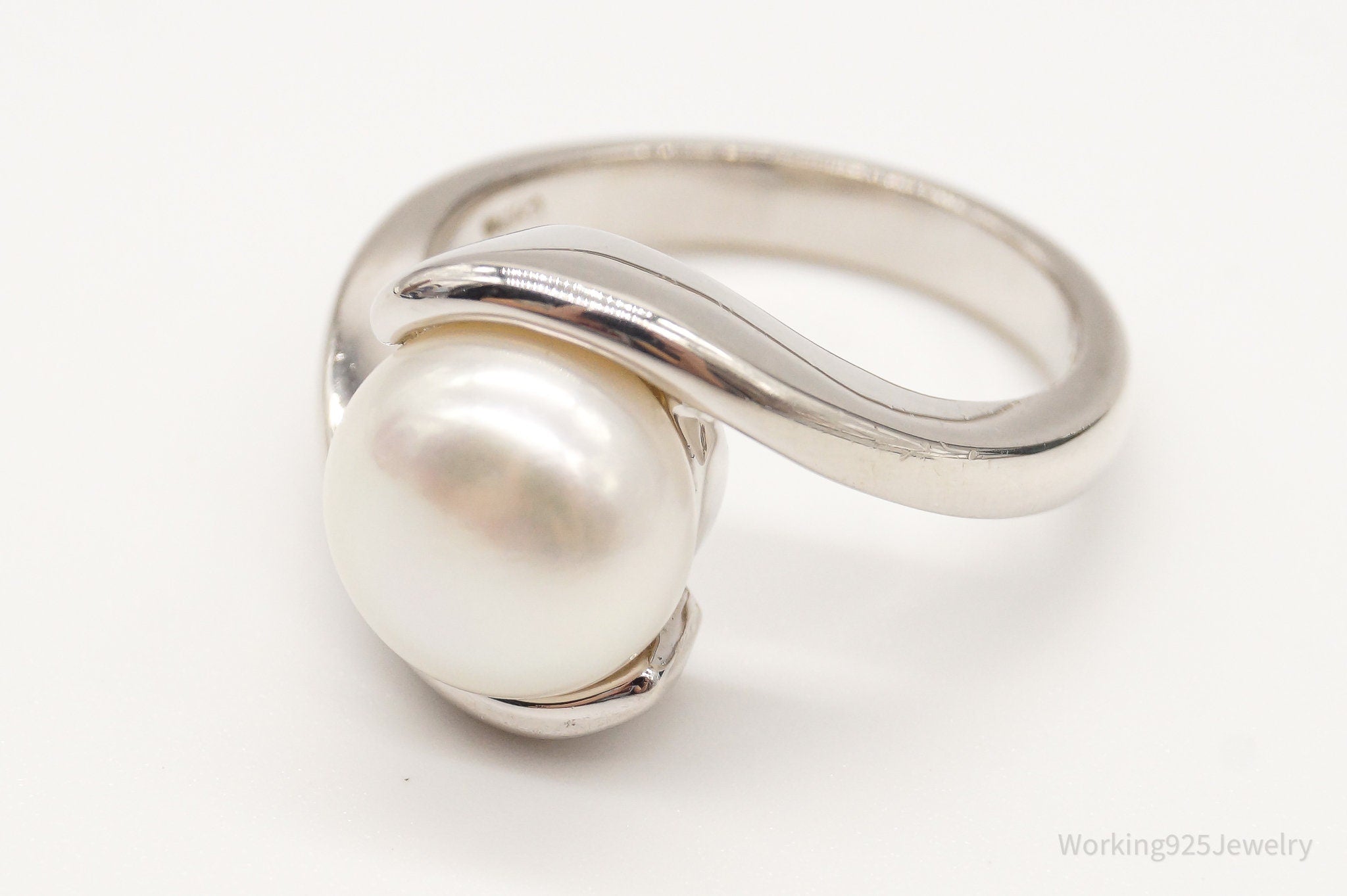 Vintage Pearl Sterling Silver Ring - Size 6